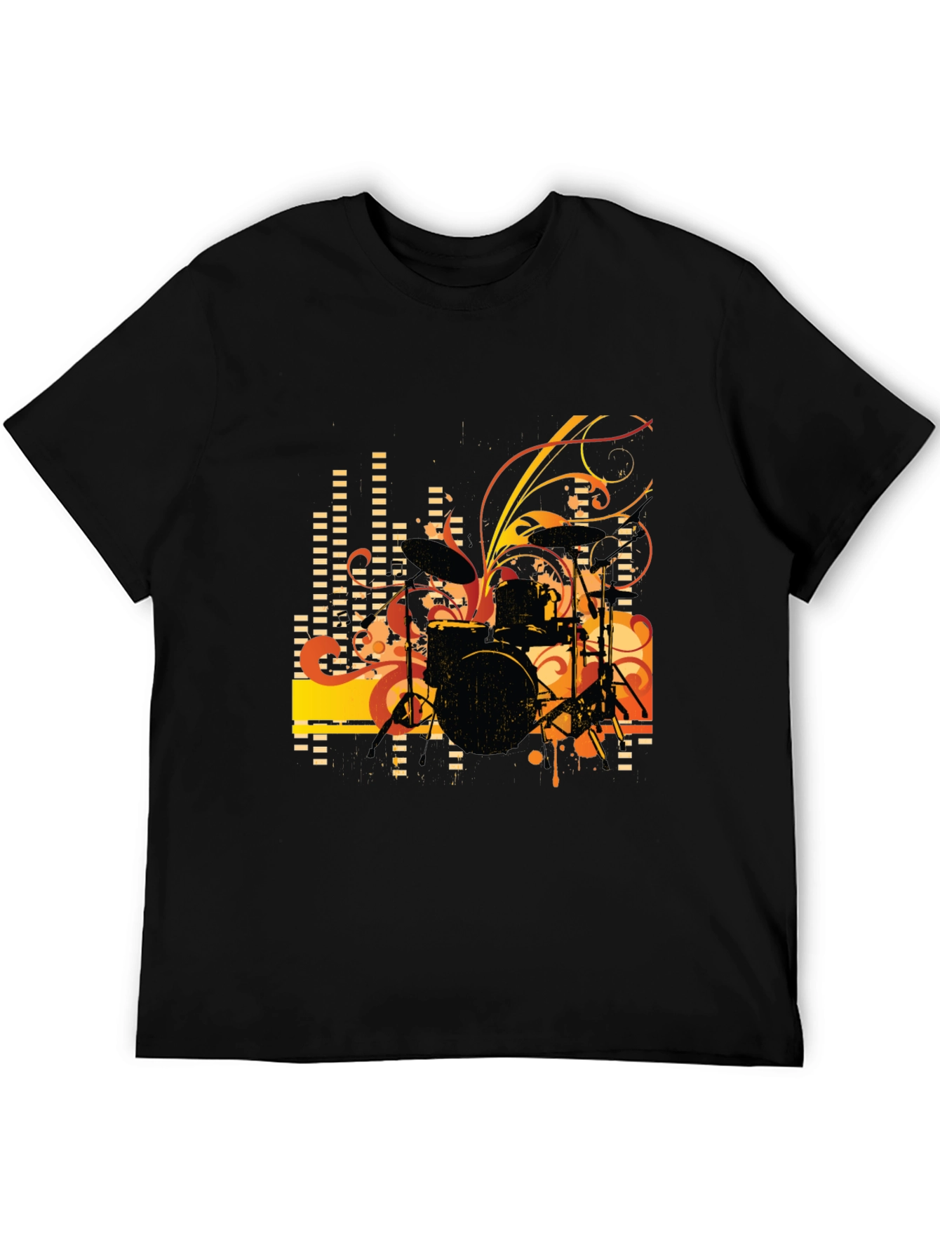 Black Drum Set Graphic T-Shirt - Black view 5