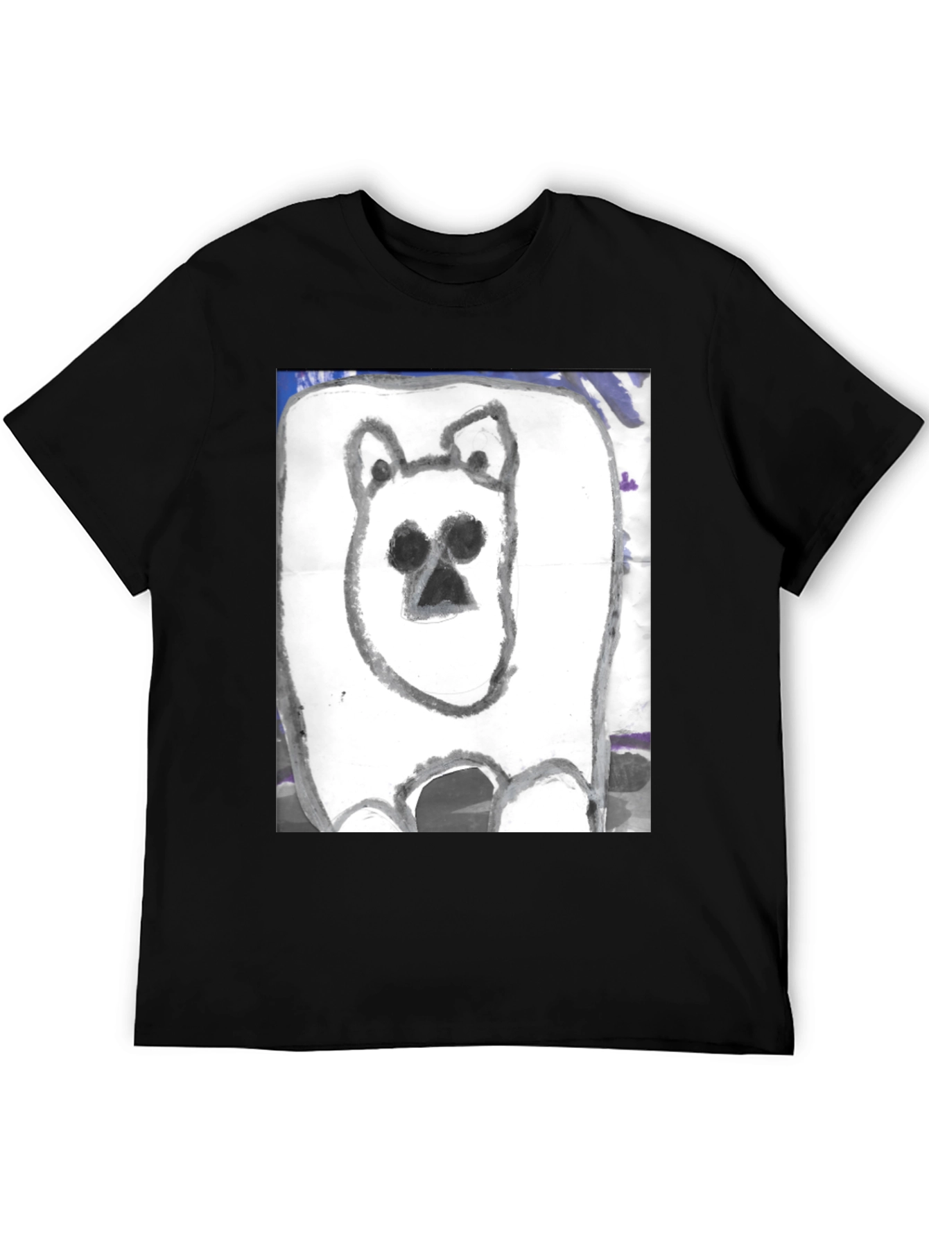 Black Hand-Drawn Bear Graphic T-Shirt view 5