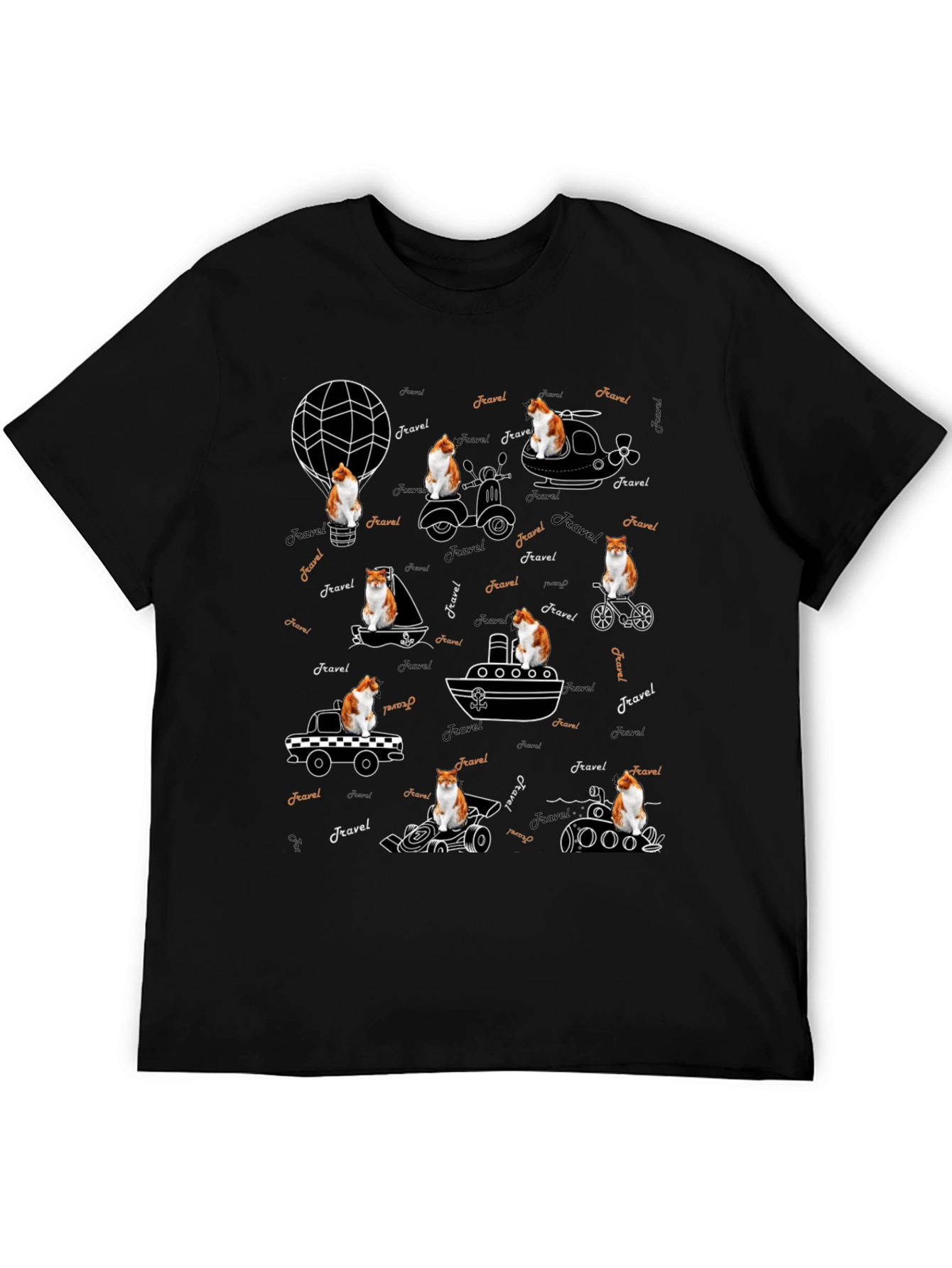 Black Travel Cat Graphic T-Shirt view 5