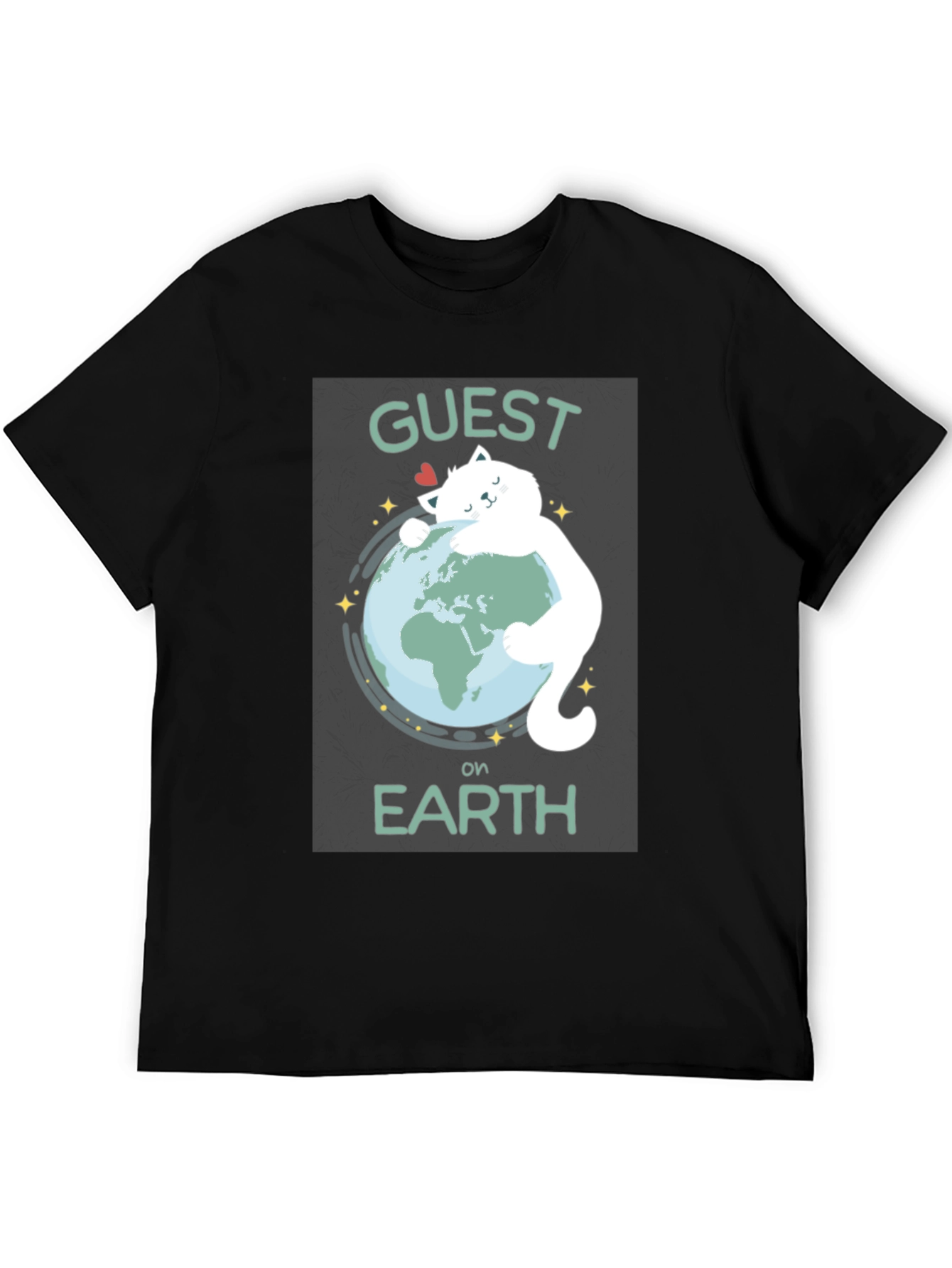Guest on Earth T-Shirt - Cat Hugging Globe Tee - 5