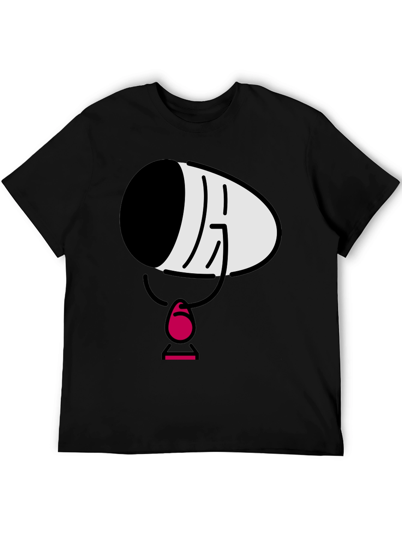 Black Men's Black Cartoon Face T-Shirt view 5