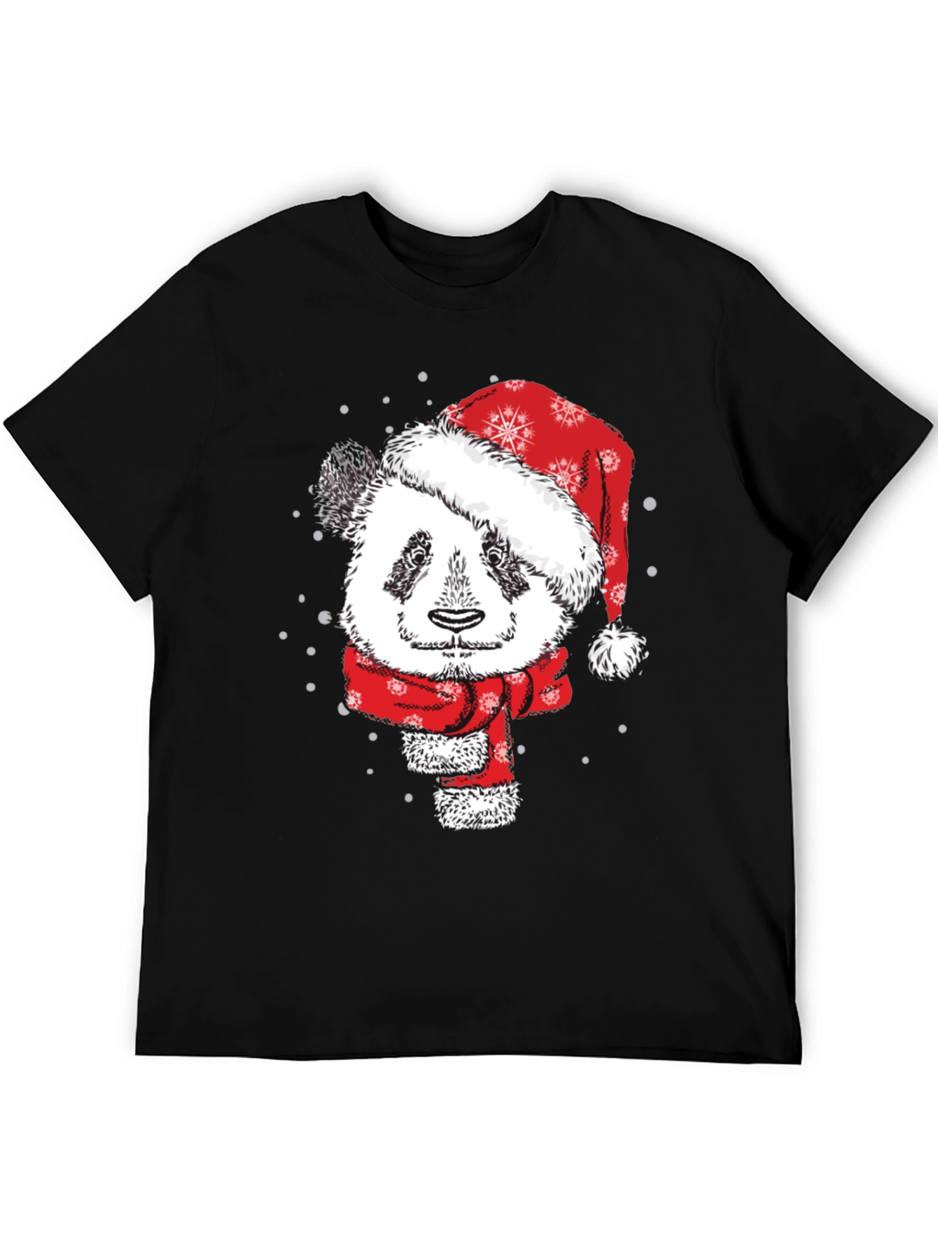 Black Festive Panda Christmas T-Shirt view 5