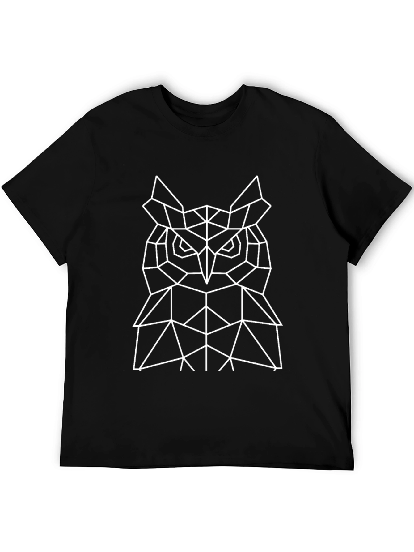 Black Geometric Owl Graphic Print Black T-Shirt view 5