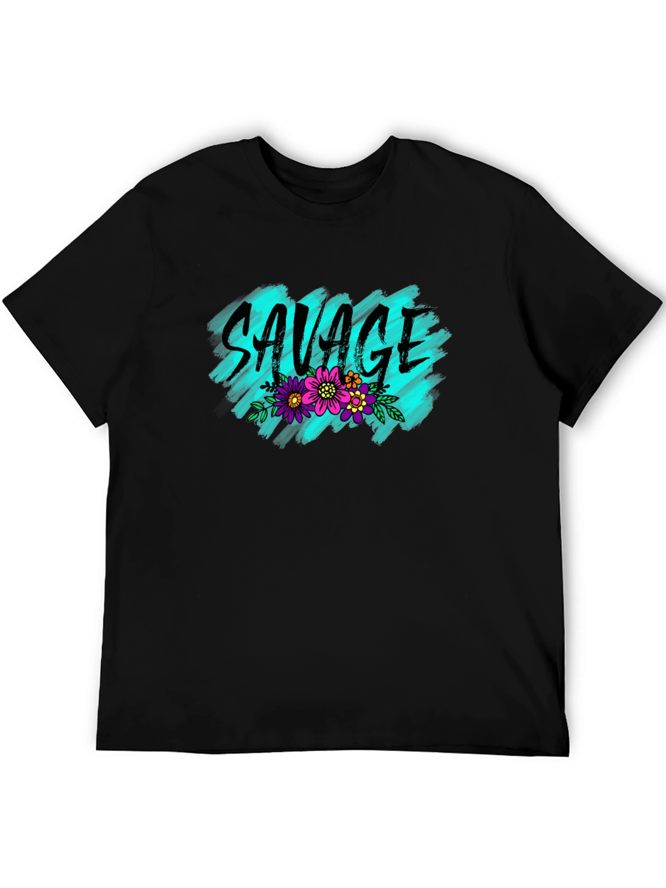 Black Savage Floral Graphic Tee - Trendy Black T-Shirt view 5