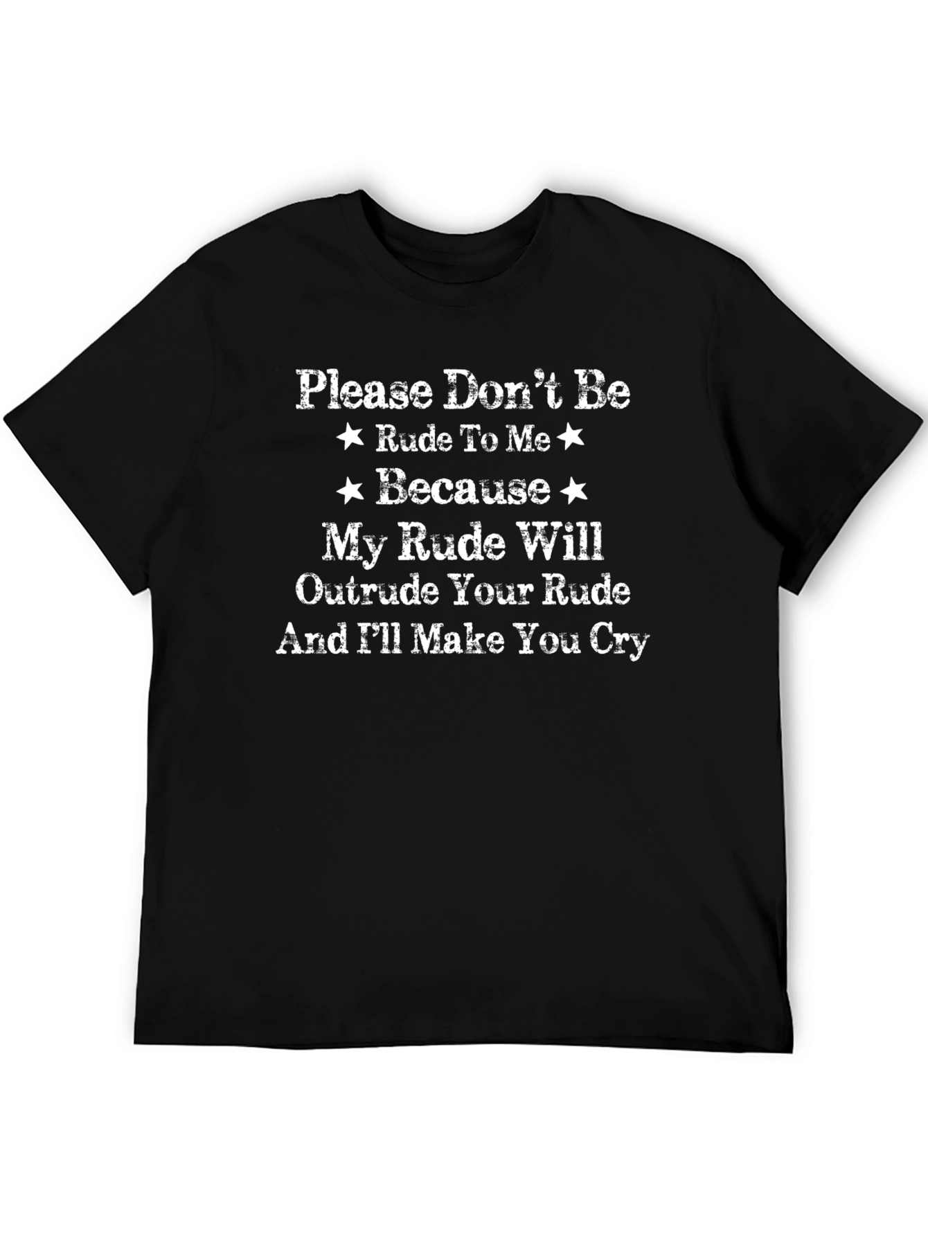 Black Funny "Don't Be Rude" Graphic T-Shirt view 5