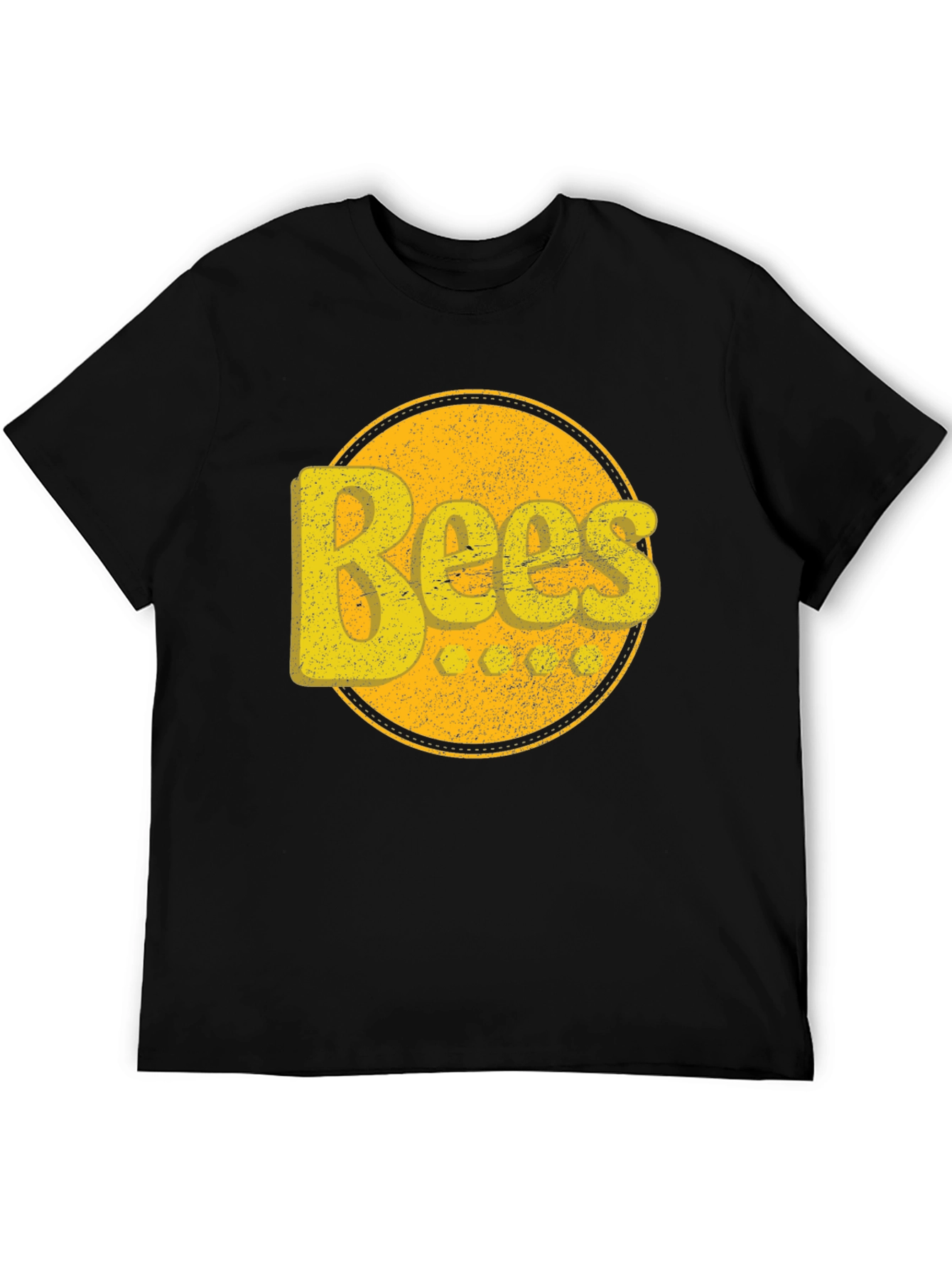 Black Bees Graphic T-Shirt - Retro Yellow Design view 5