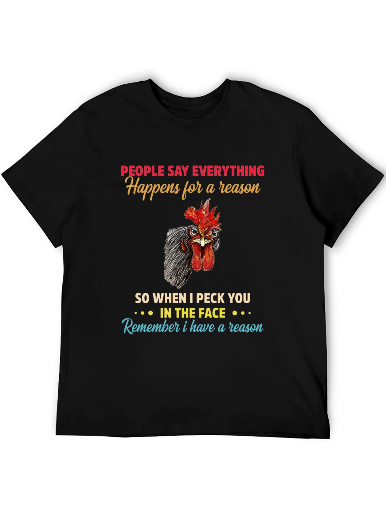 Black Funny Chicken Peck You in The Face T-Shirt view 5