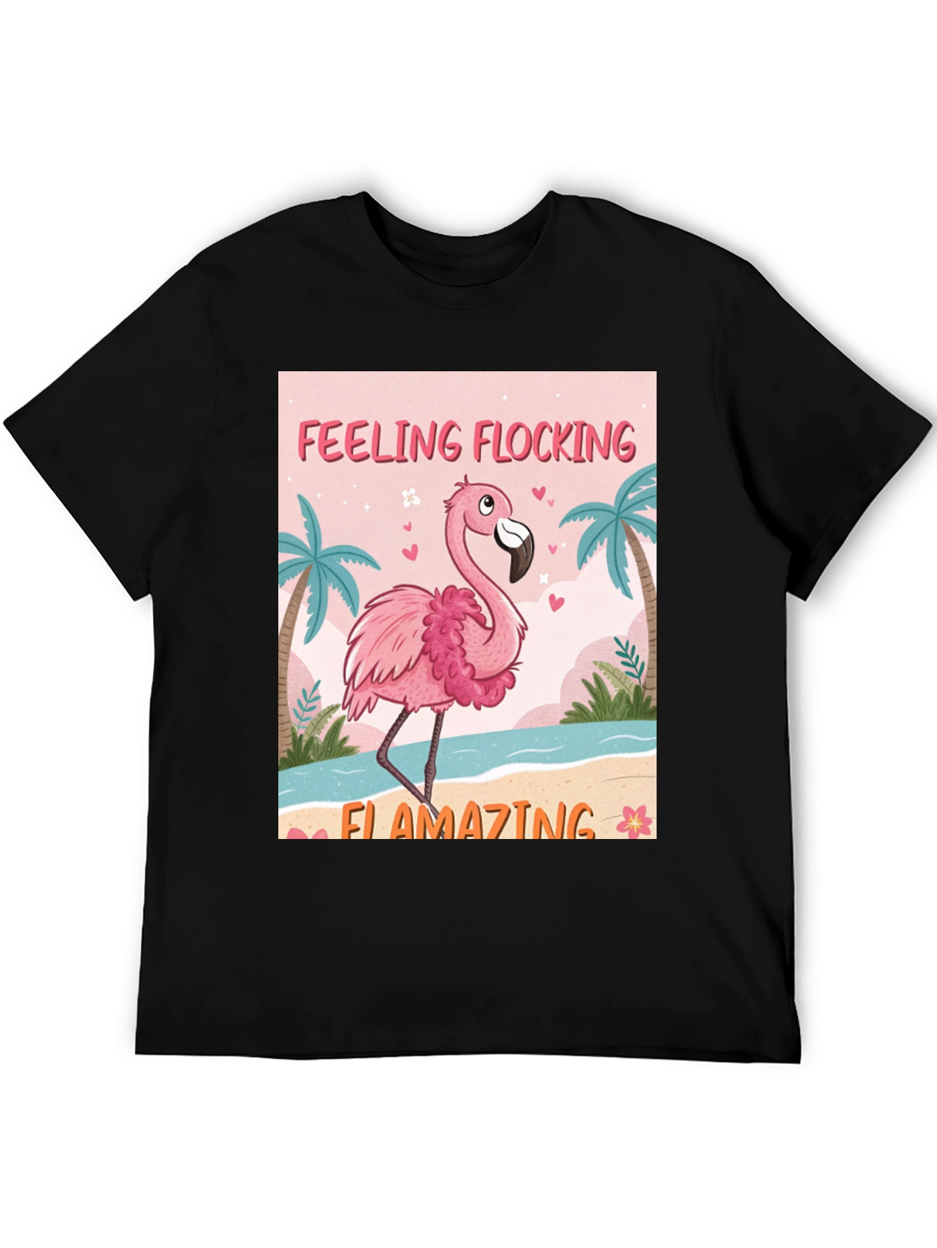 Black Feeling Flocking Flamazing Flamingo Graphic Tee view 5