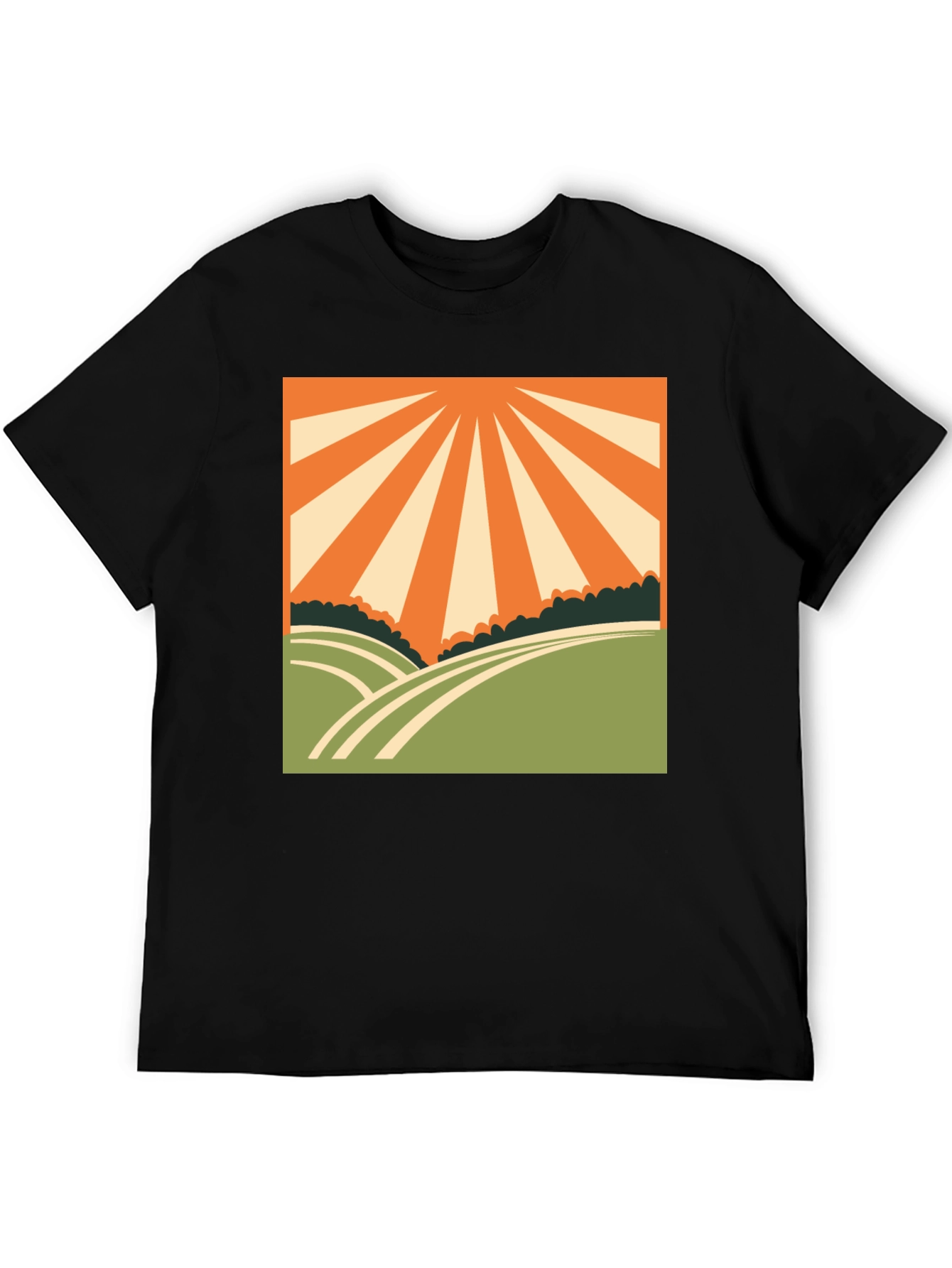 Black Retro Sunrise Graphic Tee - Vintage Inspired Design view 5
