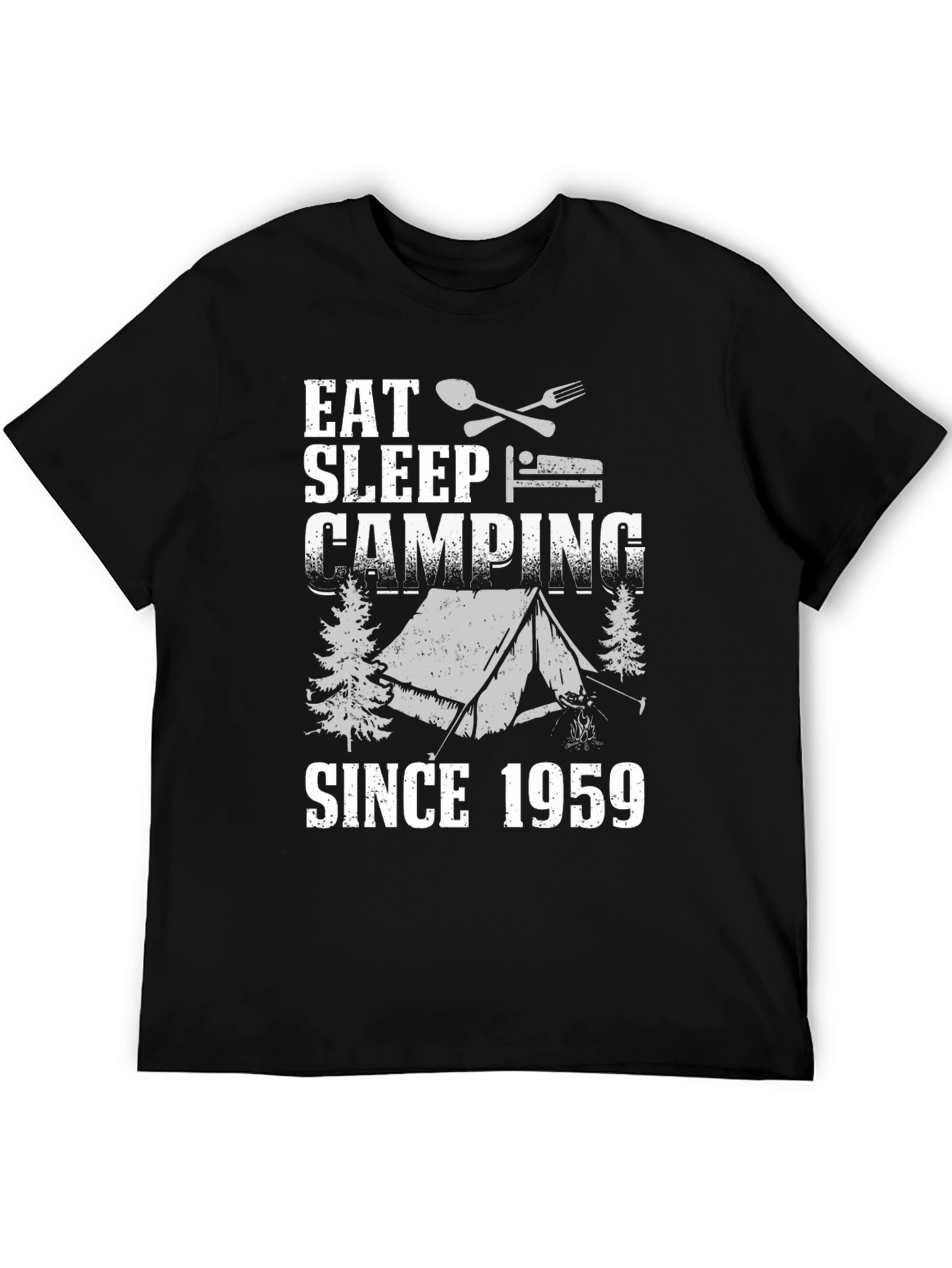 Black Eat Sleep Camping Since 1959 T-Shirt view 5