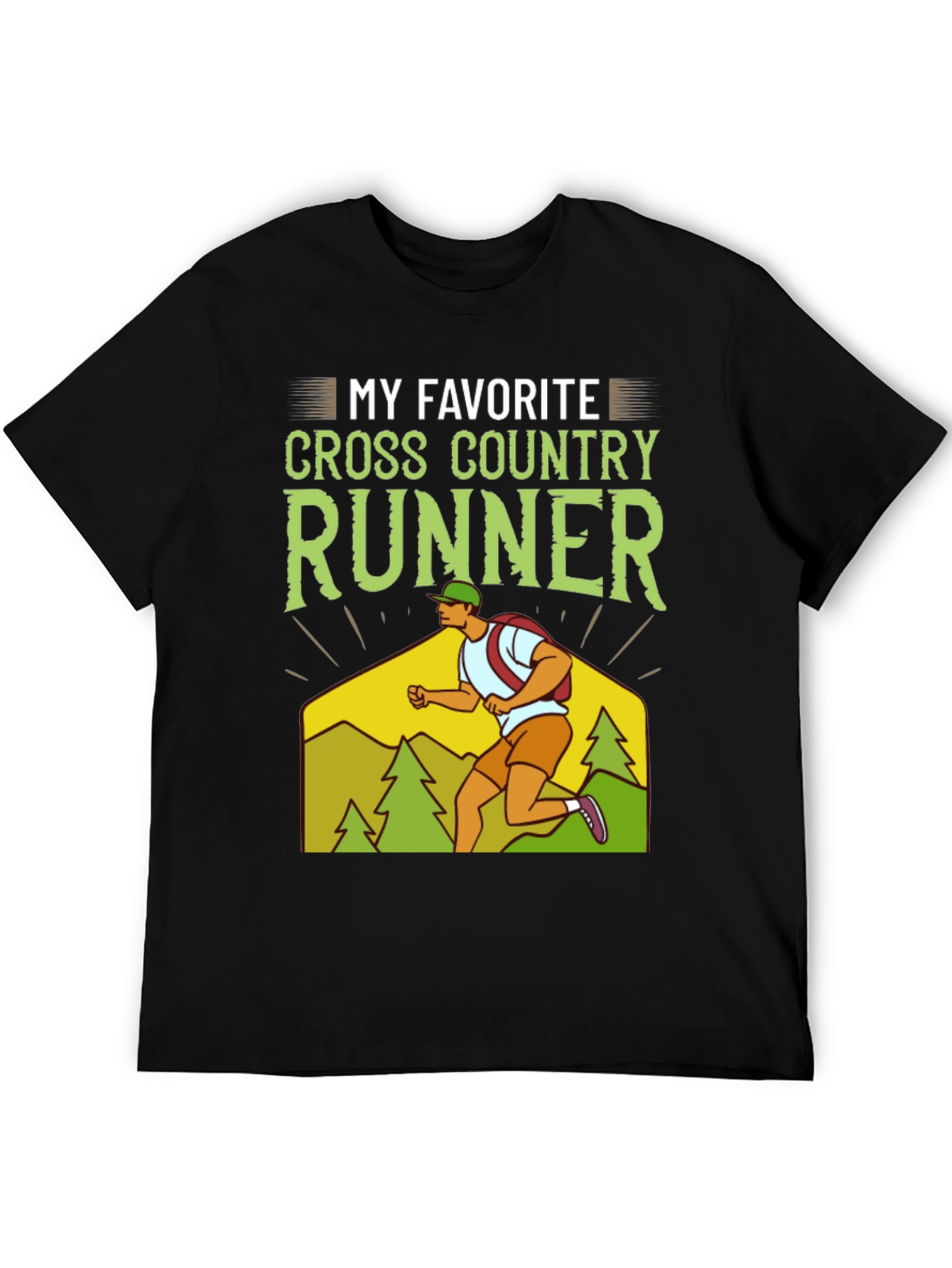 Black My Favorite Cross Country Runner Graphic T-Shirt view 5