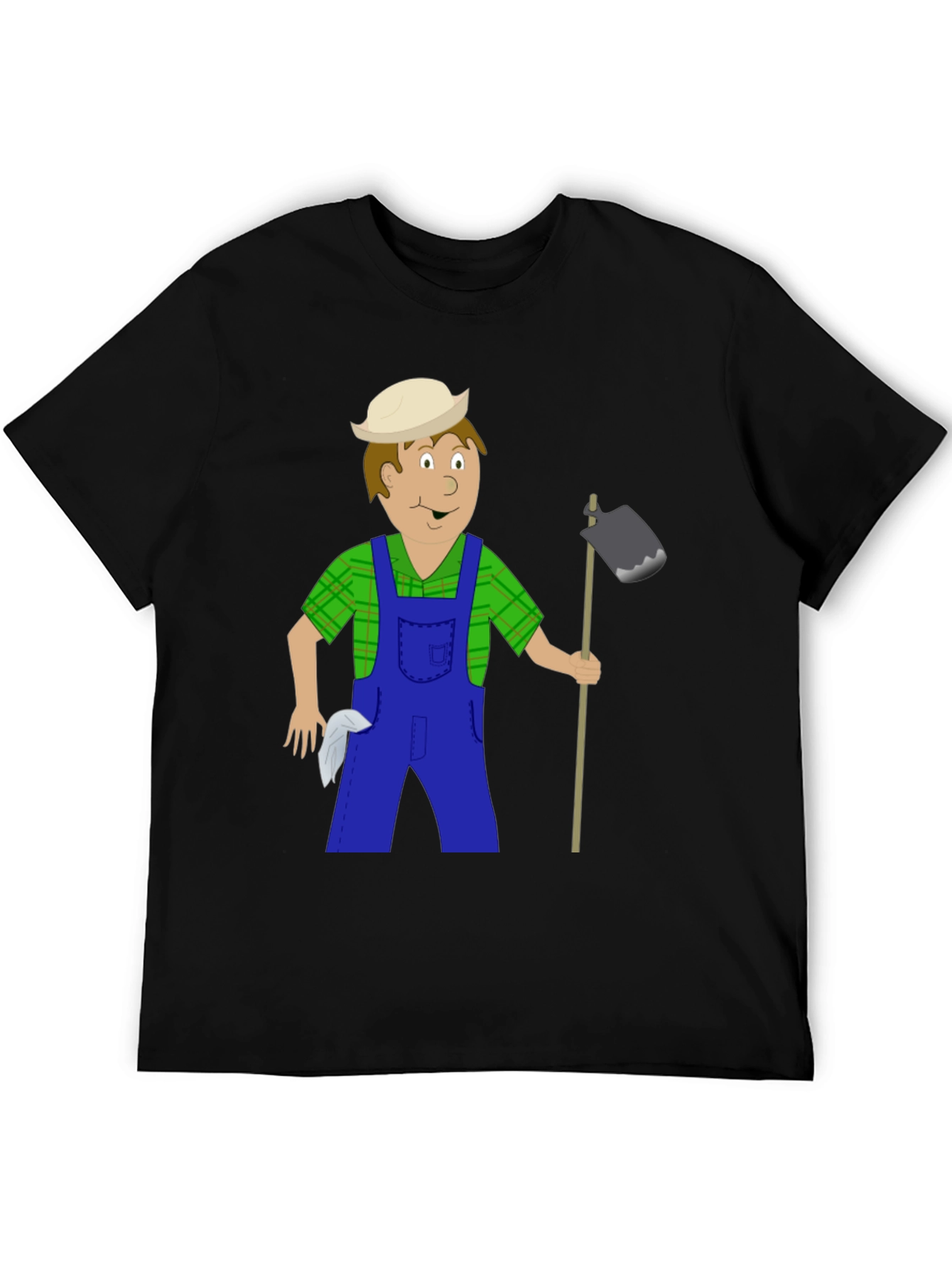Black Cartoon Farmer Graphic Tee - Black view 5
