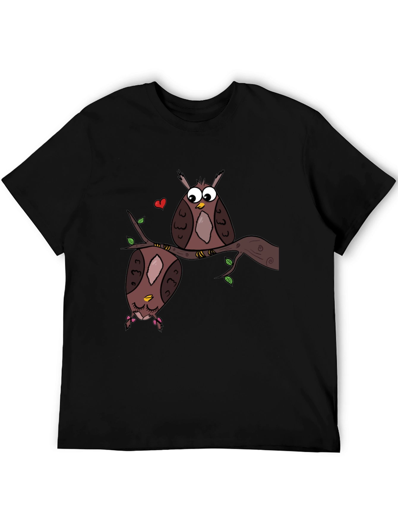 Black Owl Love Graphic Tee - Black Unisex T-Shirt view 5