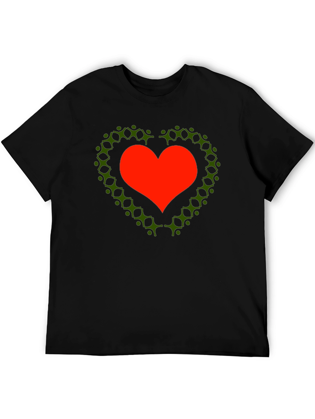 Black Heart of People T-Shirt - Black Cotton Crew Neck view 5