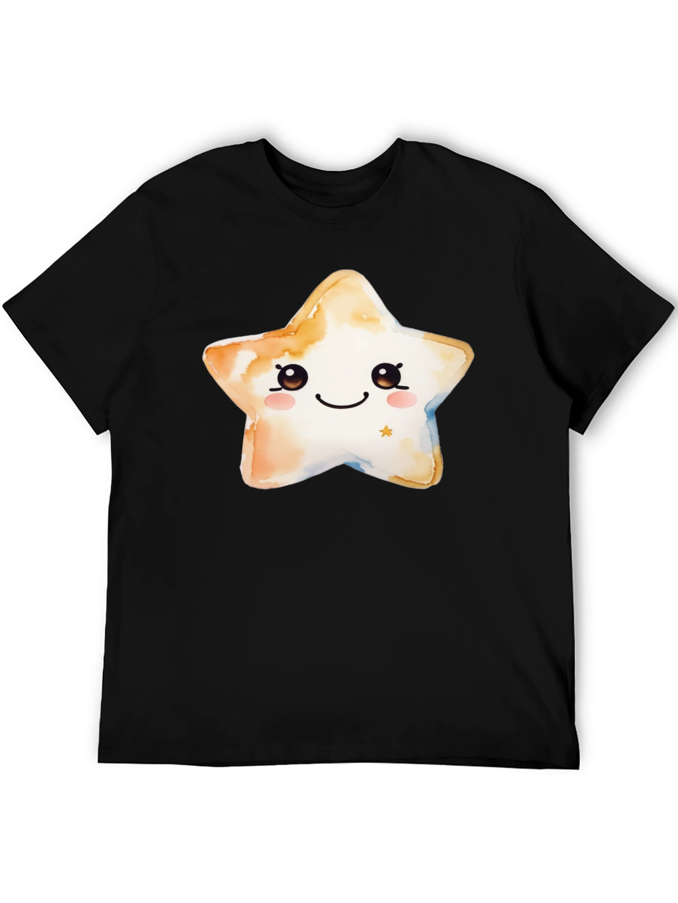 Black Cute Star Graphic T-Shirt - Black Cotton Tee view 5