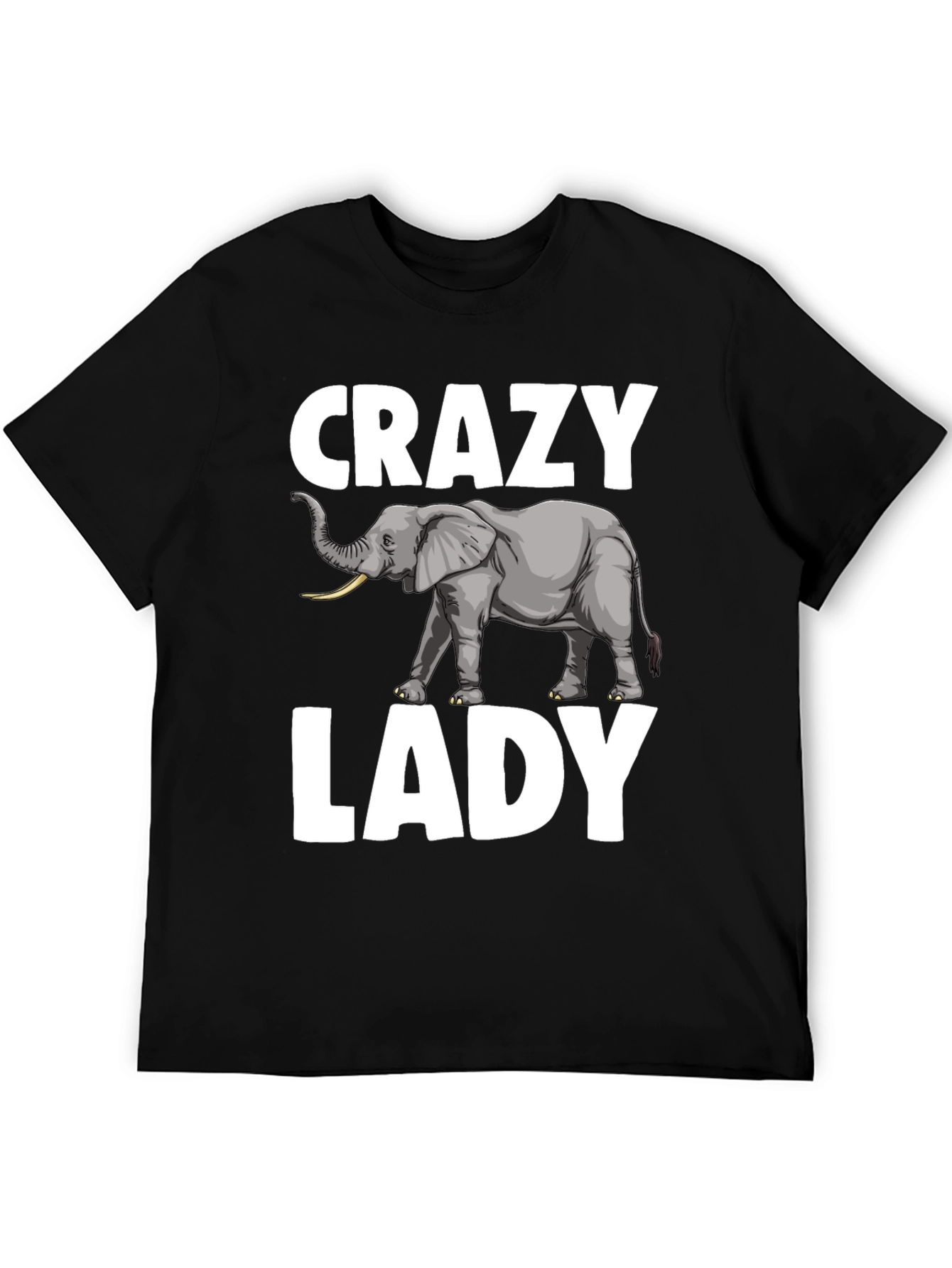 Black Crazy Elephant Lady T-Shirt - Novelty Graphic Tee view 5