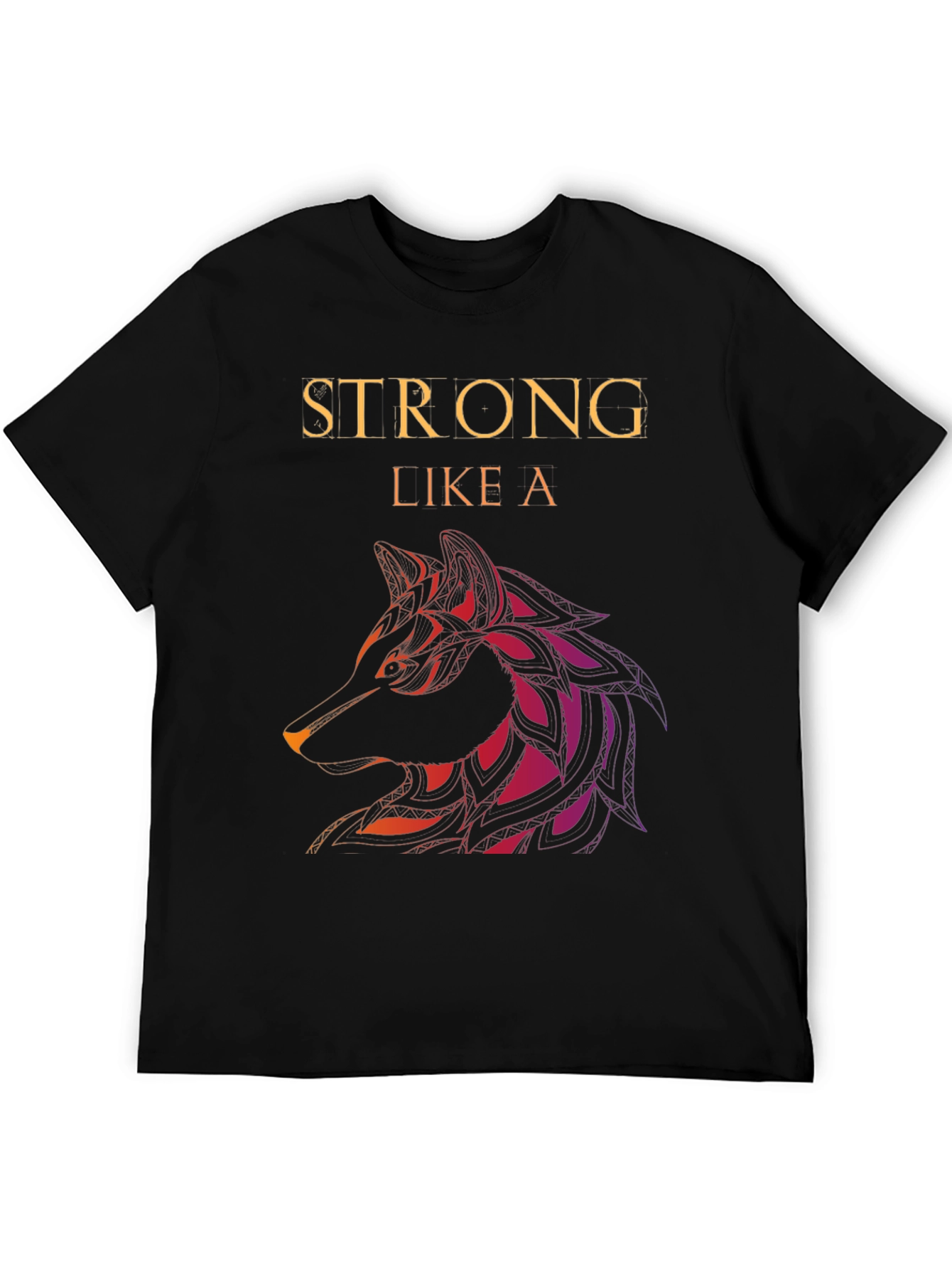 Black Strong Like a Wolf Graphic Tee view 5