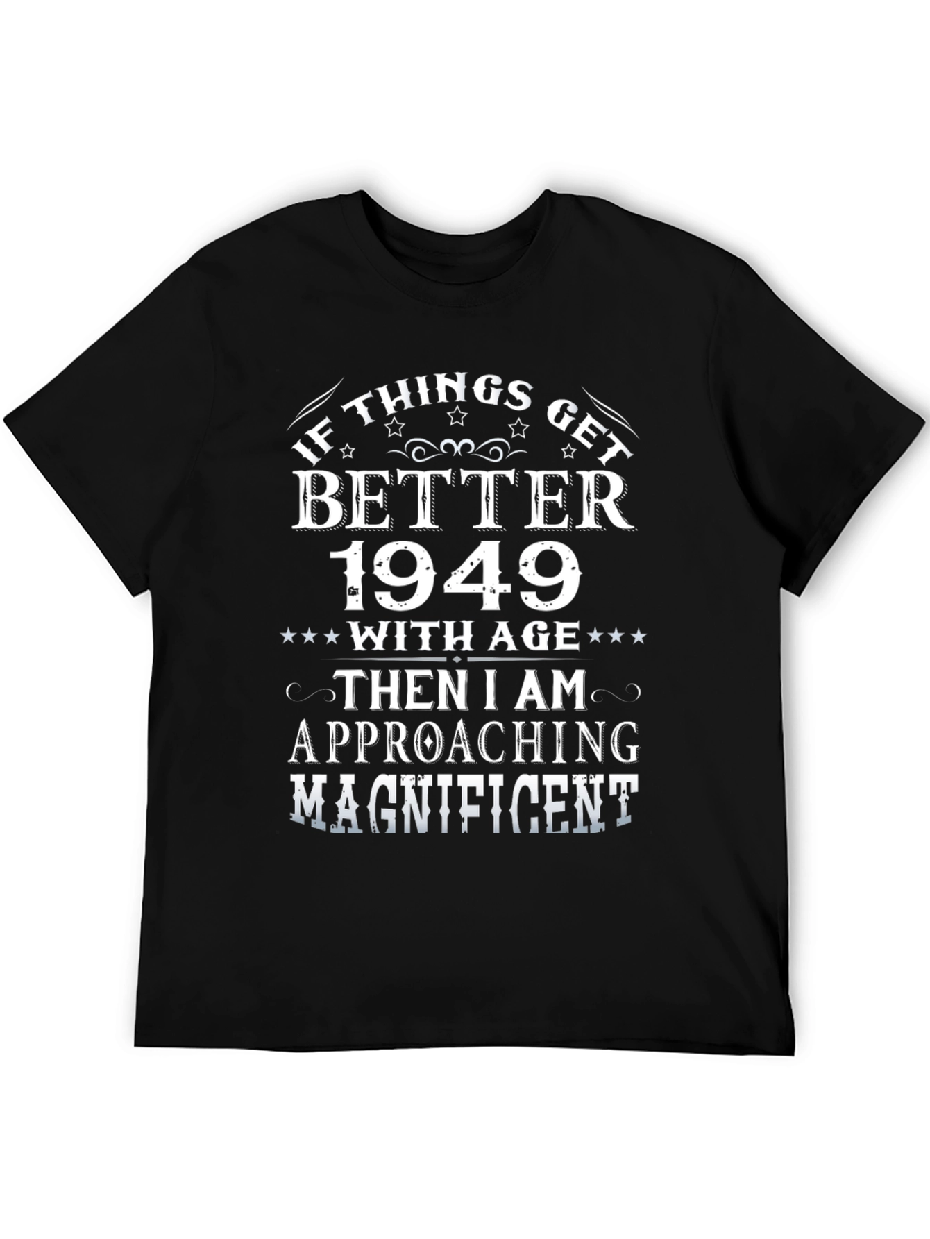 Black Vintage 1949 Birthday T-Shirt view 5