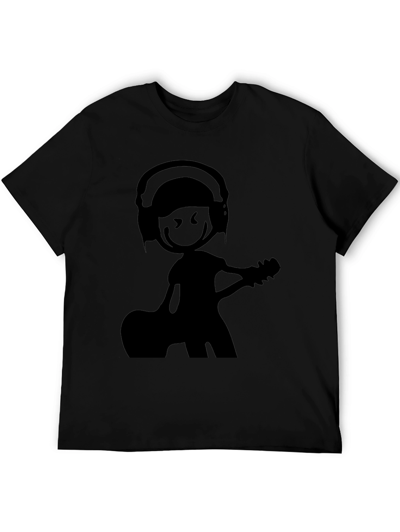 Black Stick Figure Musician T-Shirt view 5