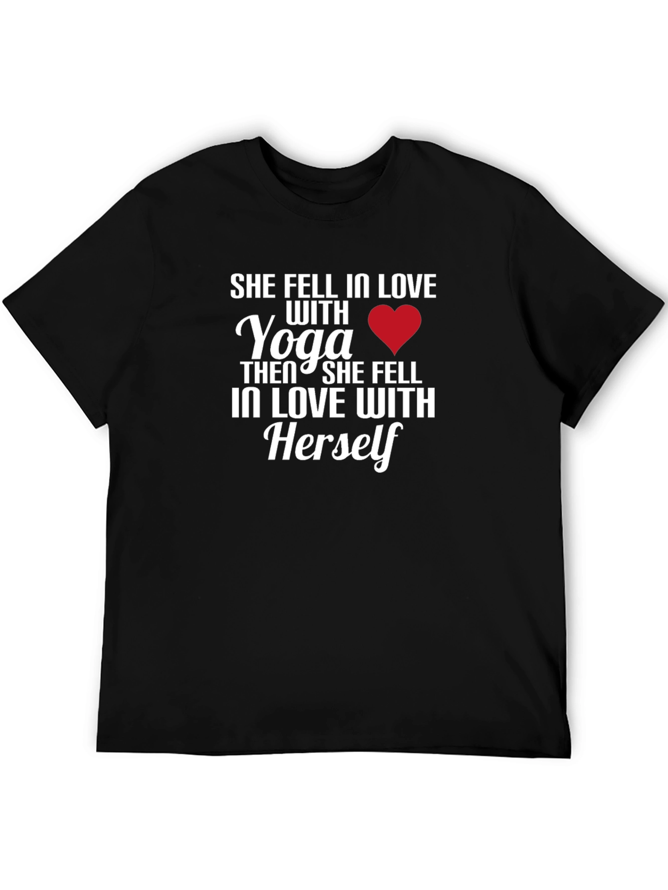 Black Yoga Lover Graphic Tee: She Fell In Love view 5