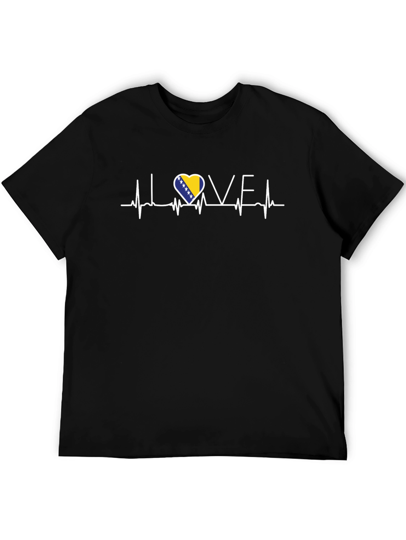 Black I Love Bosnia Heartbeat Tee view 5