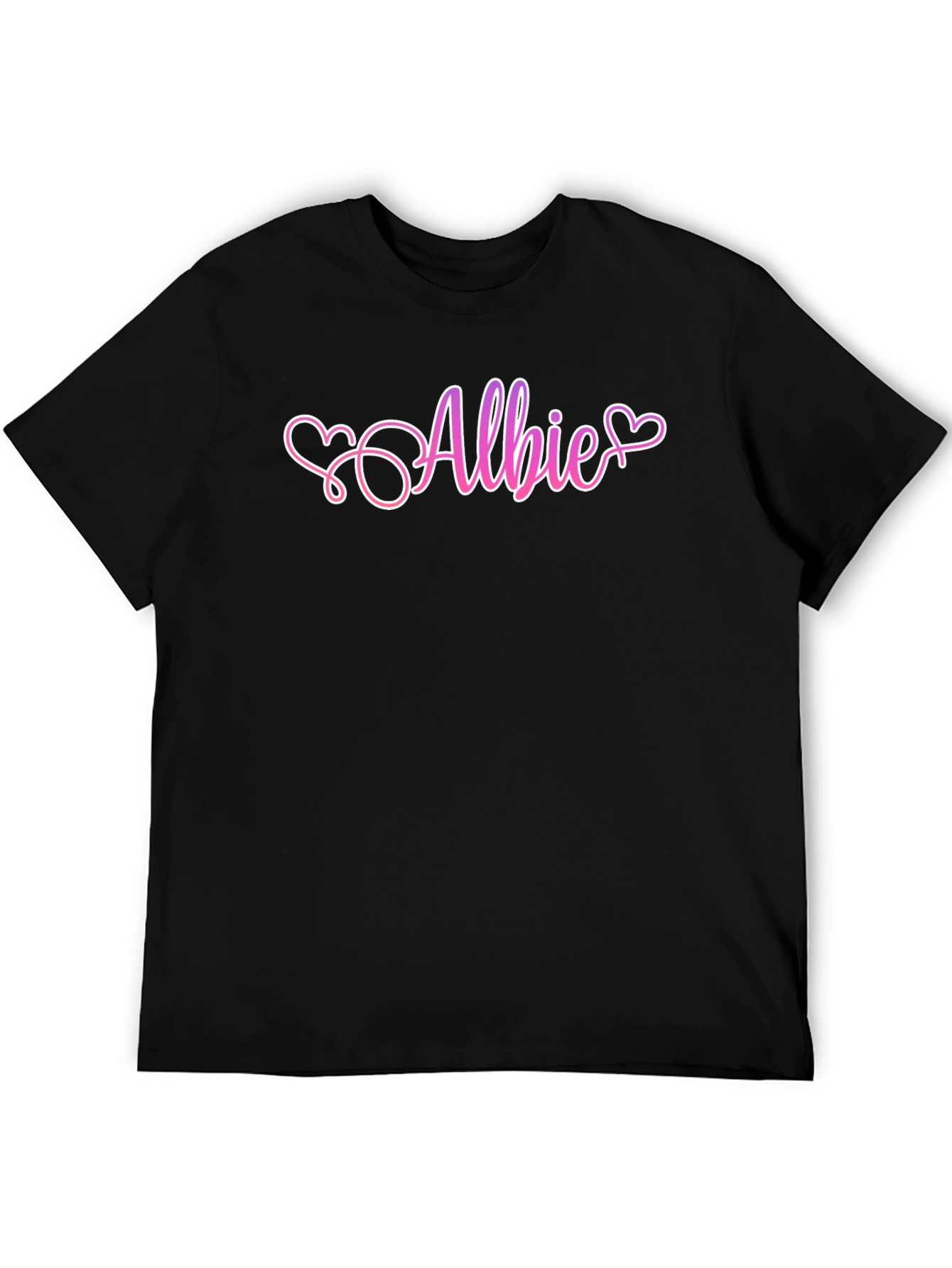 Black Personalized Albie Heart T-Shirt - Custom Name Tee view 5