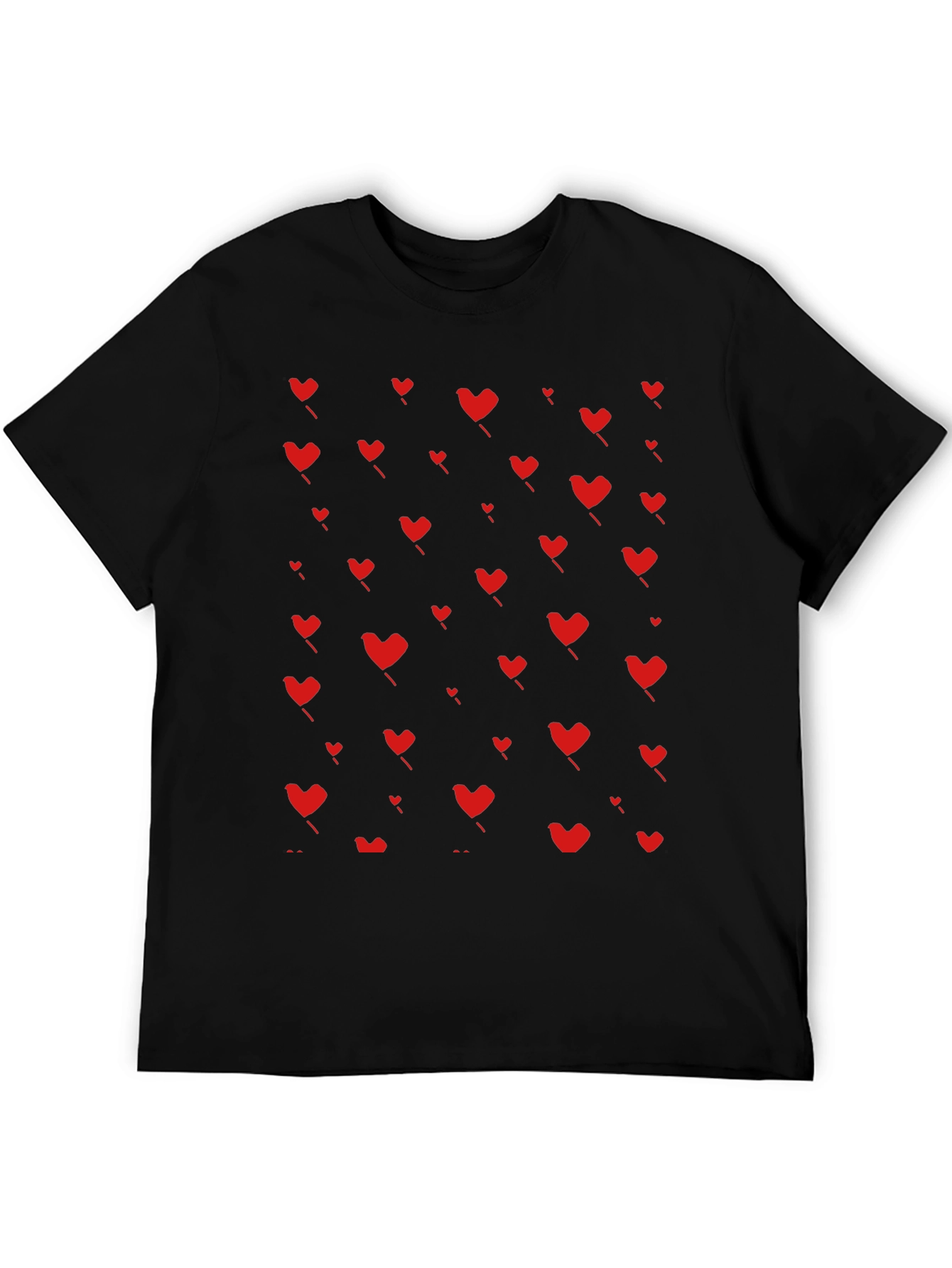 Black Heart Pattern T-Shirt - Black view 5