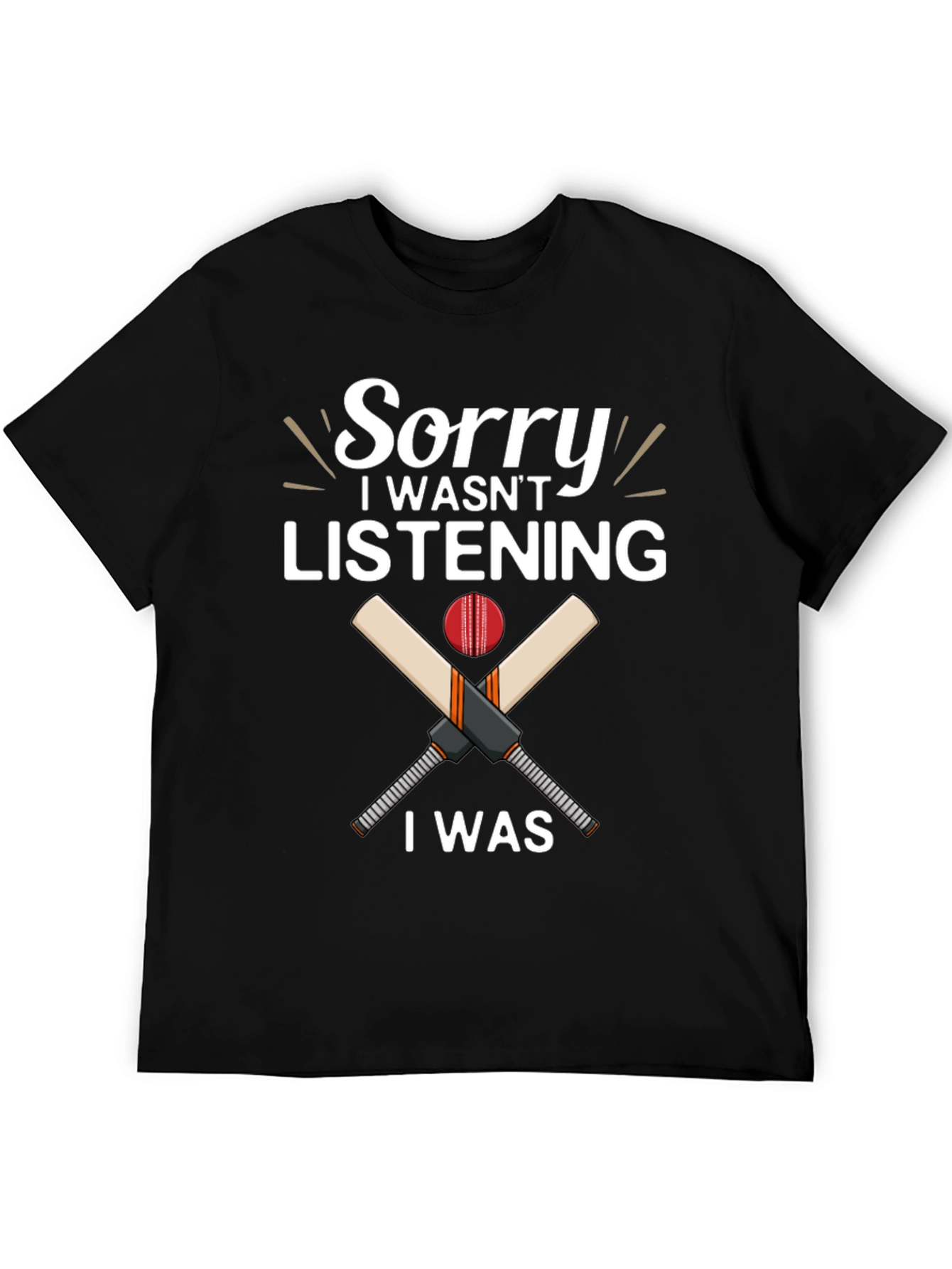 Black Cricket Lover T-Shirt - Sorry Not Listening Funny view 5