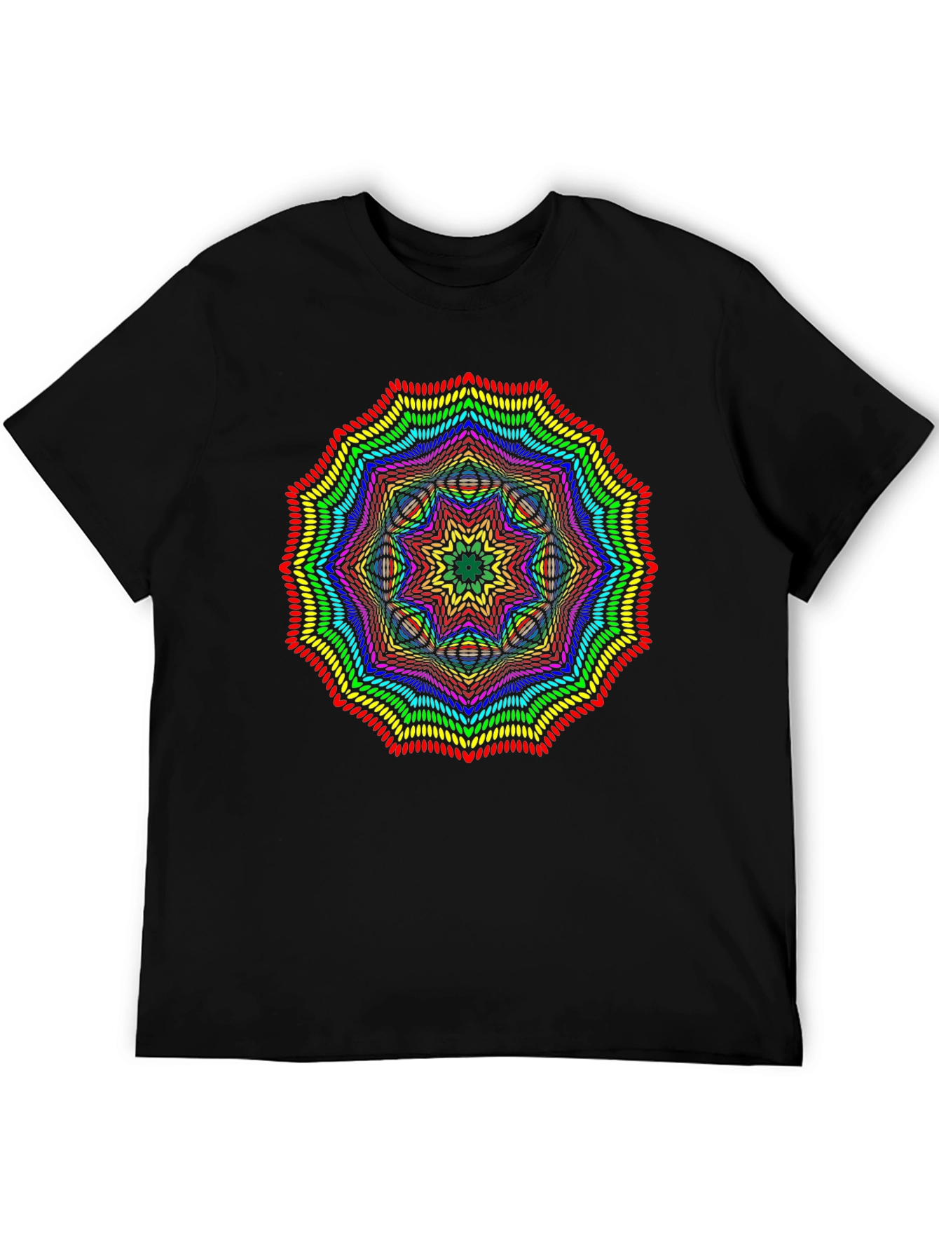 Black Rainbow Mandala Graphic Black T-Shirt view 5