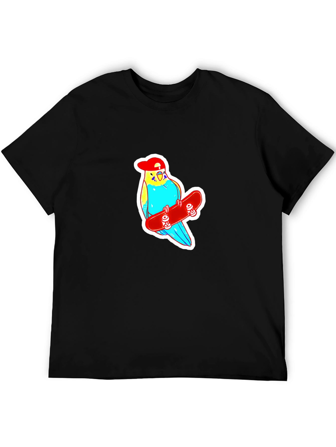 Black Skater Budgie T-Shirt - Cool Birdie Tee view 5