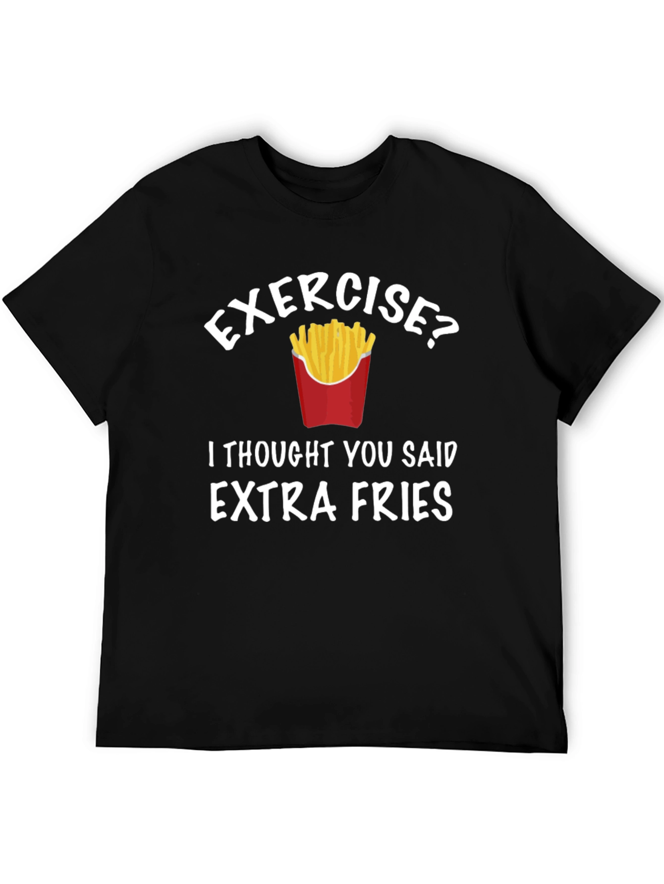 Black Funny "Extra Fries" Graphic T-Shirt view 5