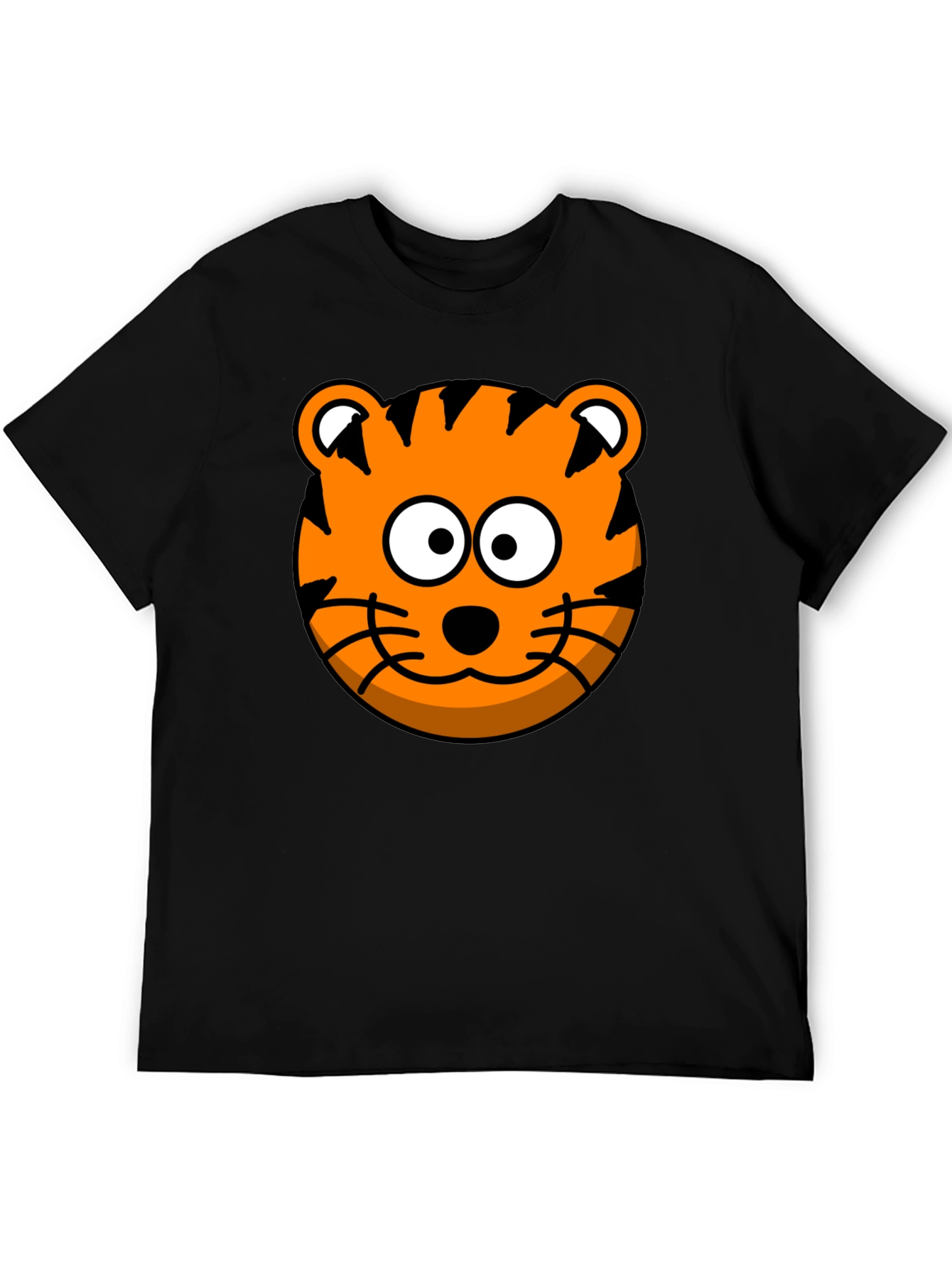 Black Tiger Cartoon Graphic Black T-Shirt view 5