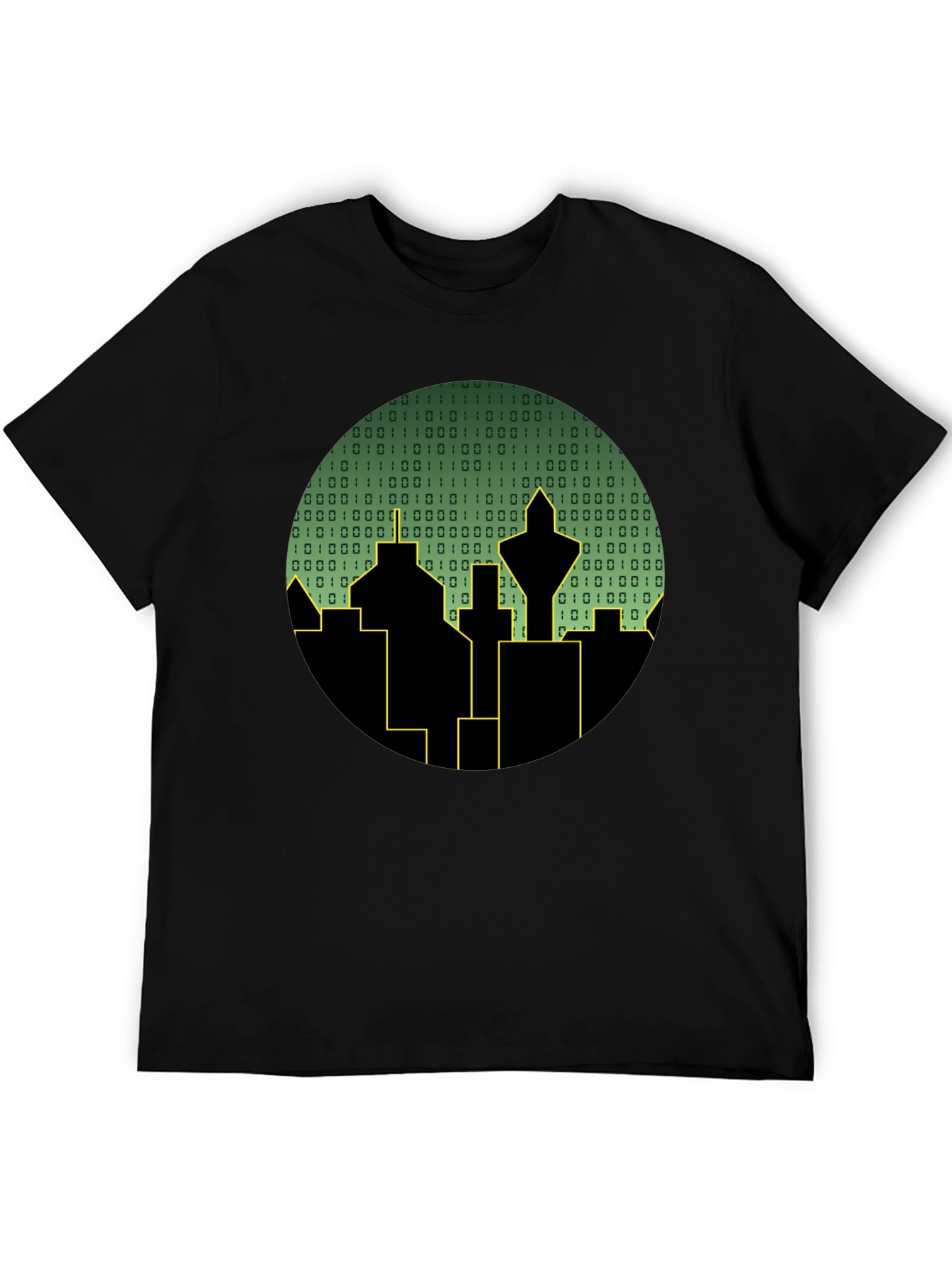 Black Tech City T-Shirt - Binary Skyline view 5