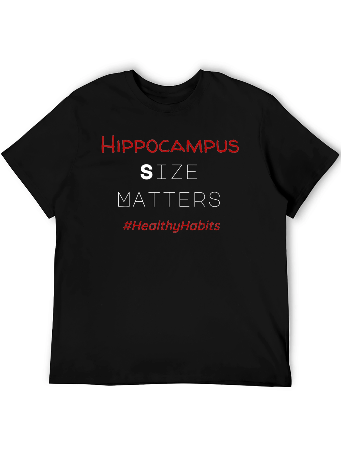 Black Hippocampus Size Matters T-Shirt: Healthy Habits Tee view 5