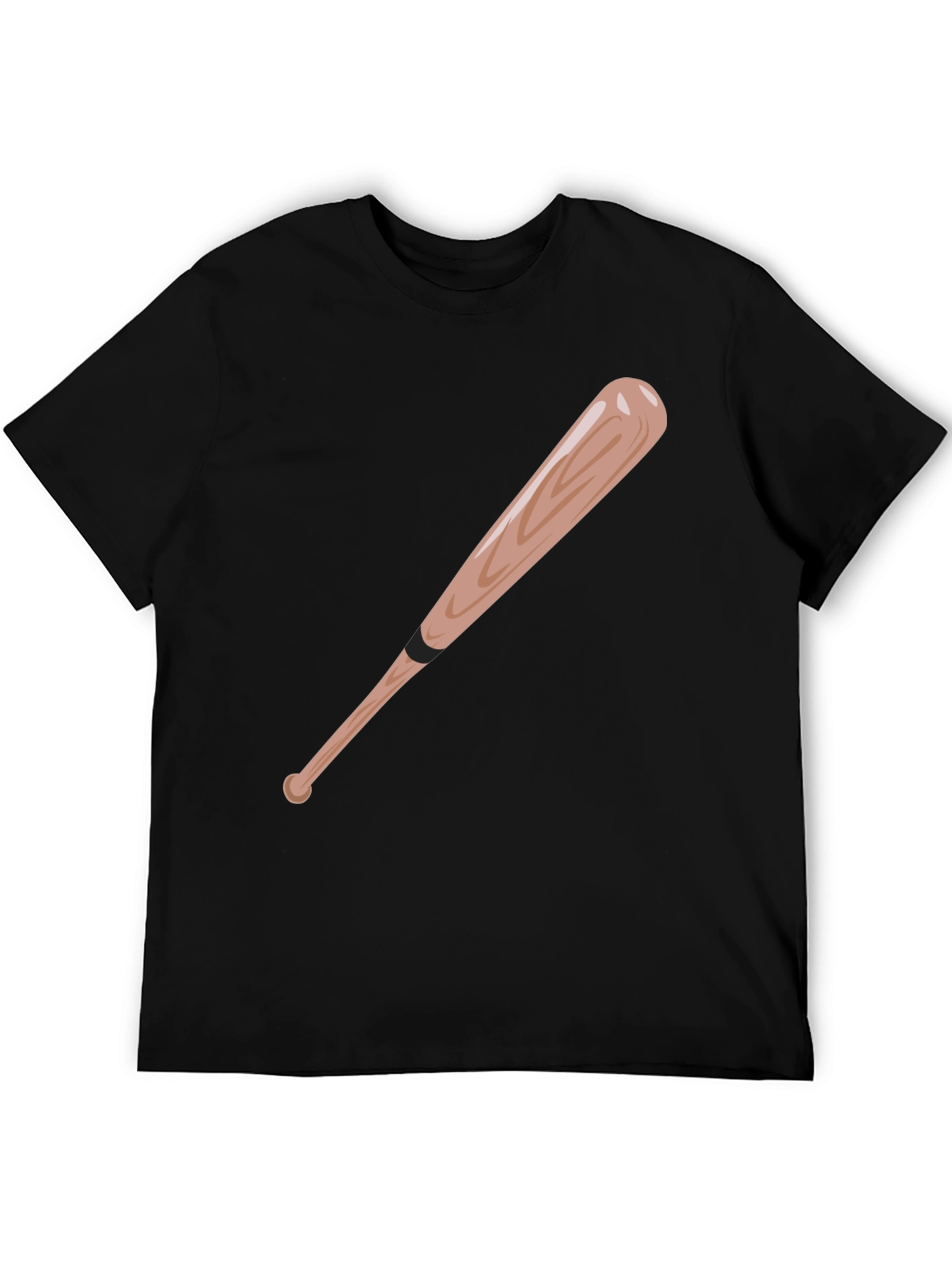 Black Baseball Bat Graphic Tee - Black Cotton T-Shirt view 5