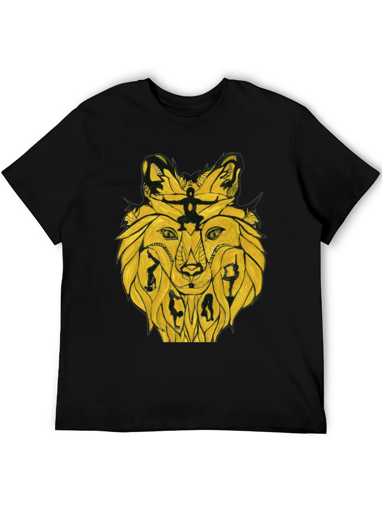 Black Abstract Lion T-Shirt - Unique Graphic Tee view 5