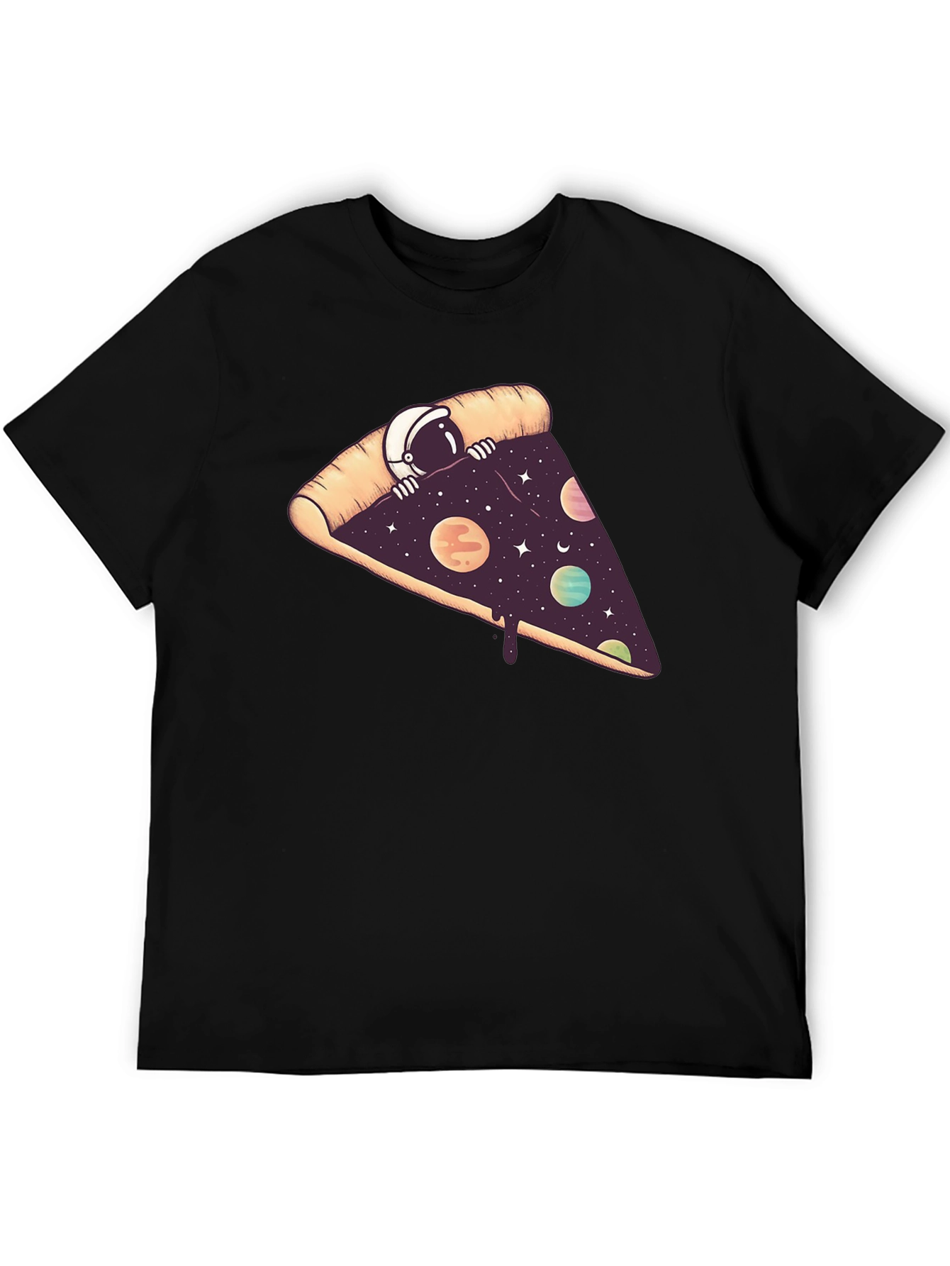 Black Cosmic Pizza T-Shirt - Space Astronaut Design view 5