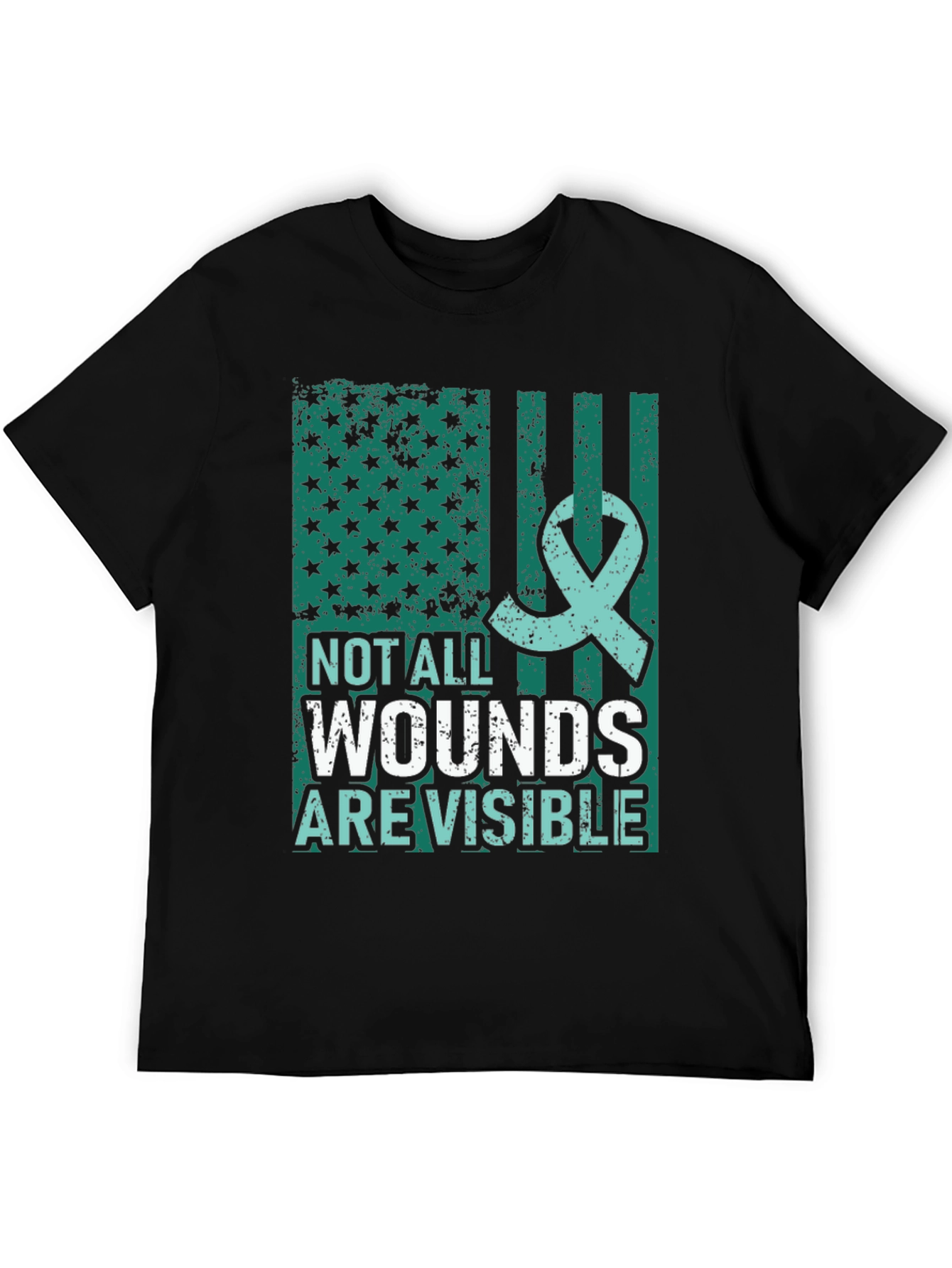 Black Not All Wounds Are Visible Mental Health Awareness T-Shirt view 5