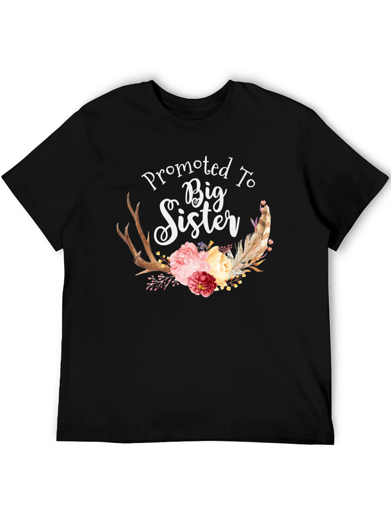Black Promoted To Big Sister Floral T-Shirt view 5
