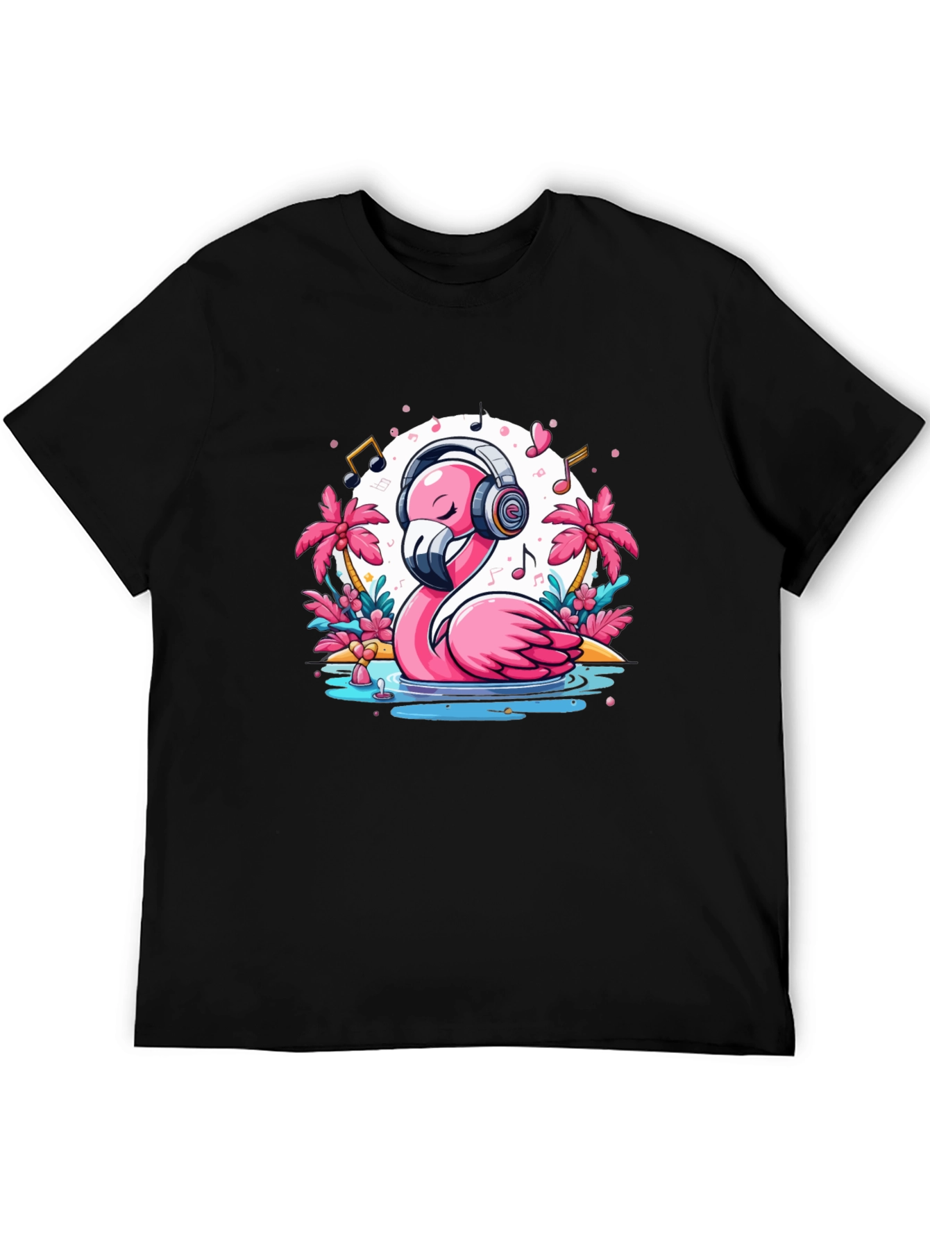 Black Flamingo Music Lover T-Shirt view 5
