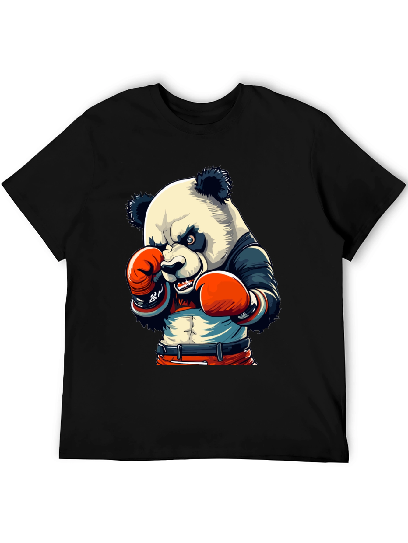 Black Panda Boxer Graphic Tee - Men's Black T-Shirt view 5