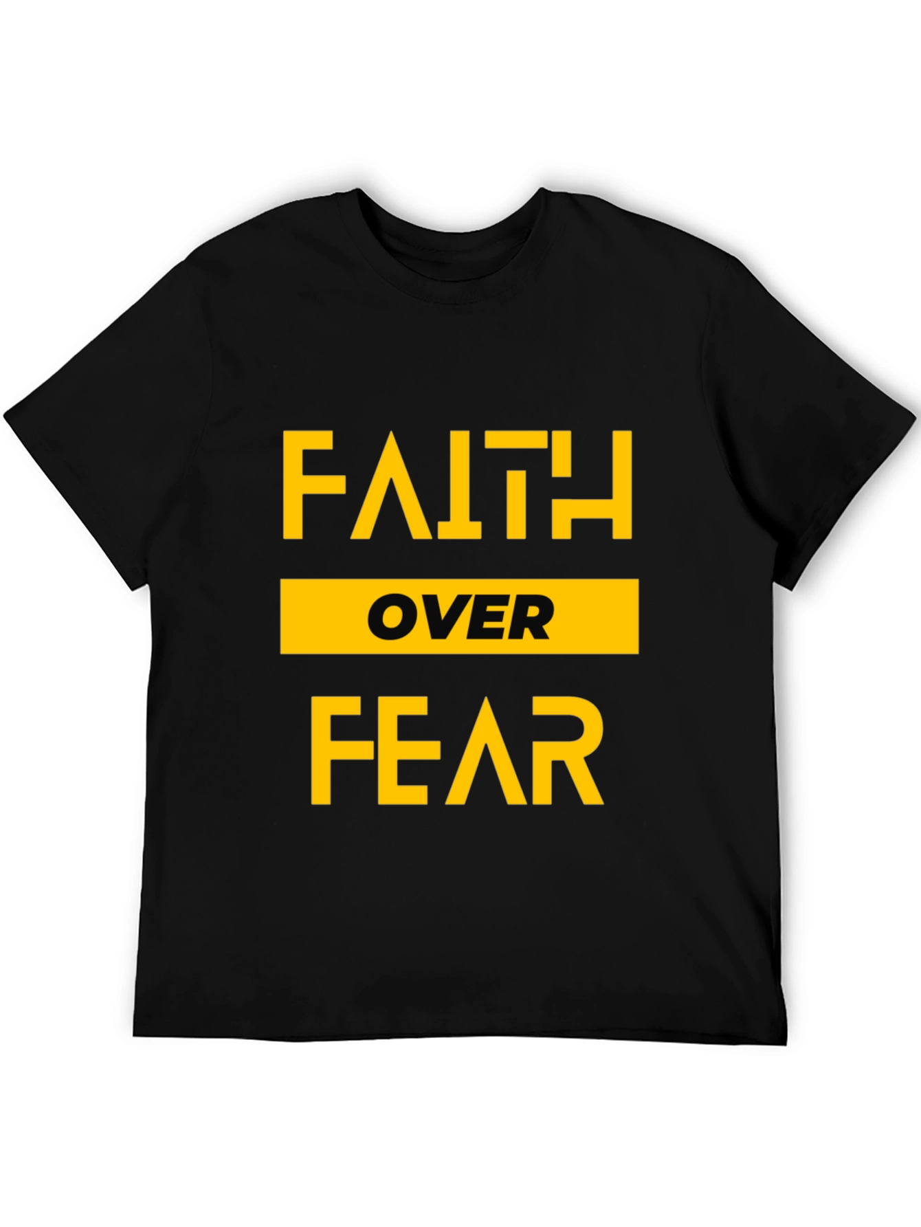 Black Faith Over Fear Graphic Print Crew Neck T-Shirt view 5