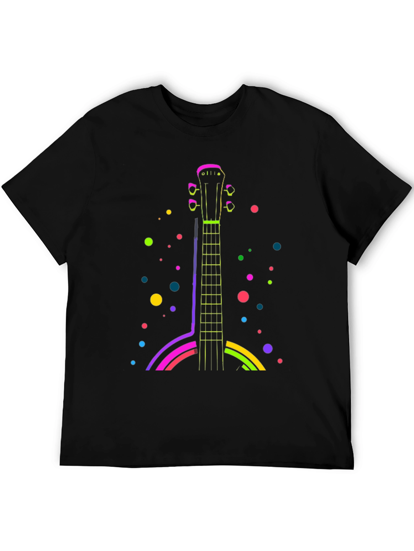 Black Neon Guitar T-Shirt - Funky Music Tee view 5