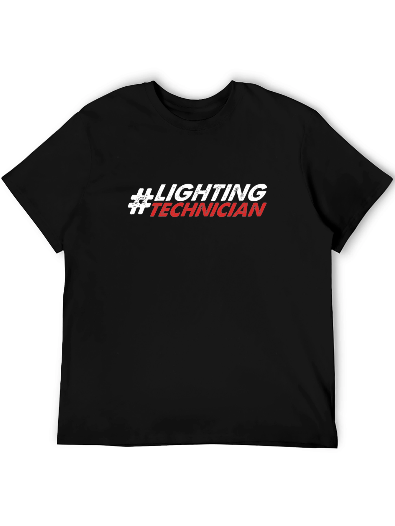 Black Lighting Technician T-Shirt - Black Crew Neck Tee view 5