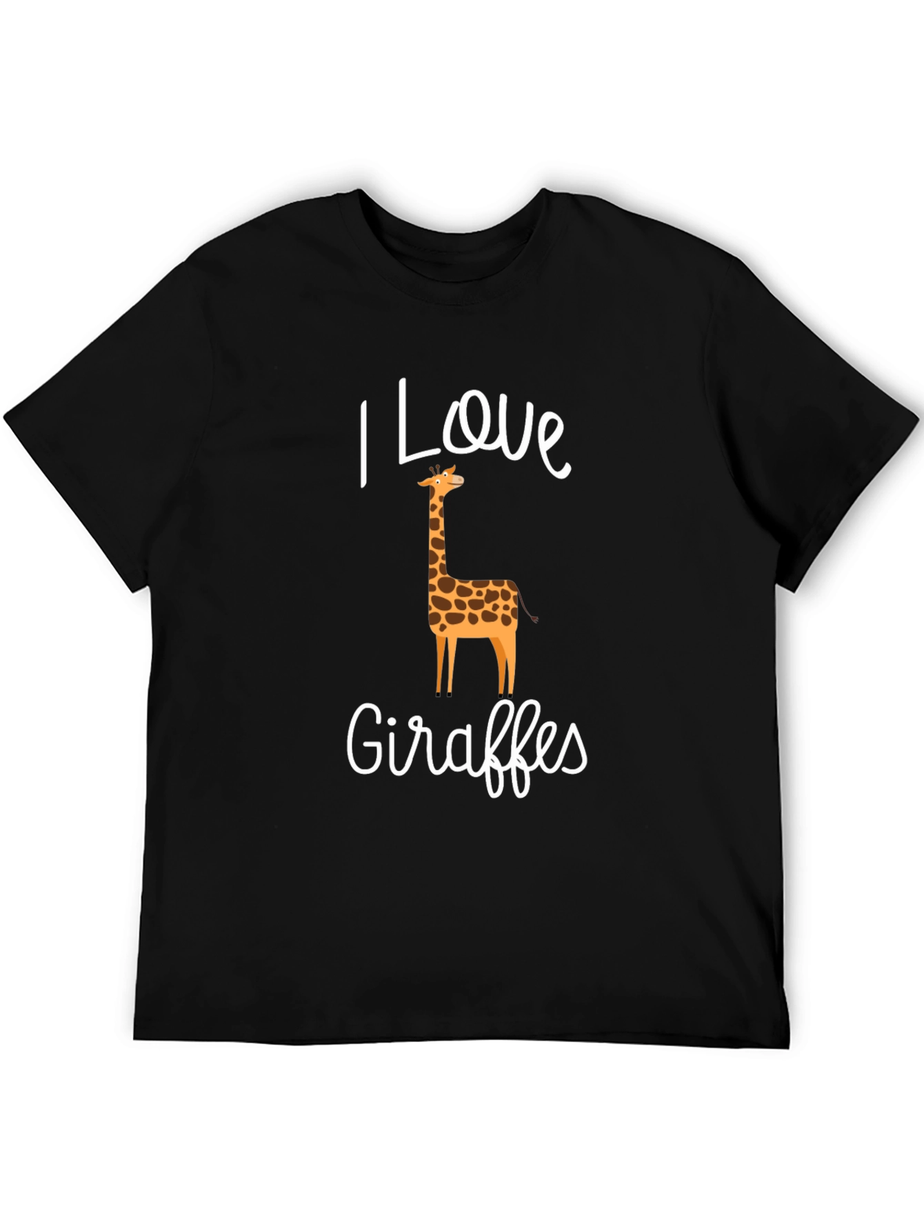 Black I Love Giraffes Graphic T-Shirt - Black Crew Neck Tee view 5