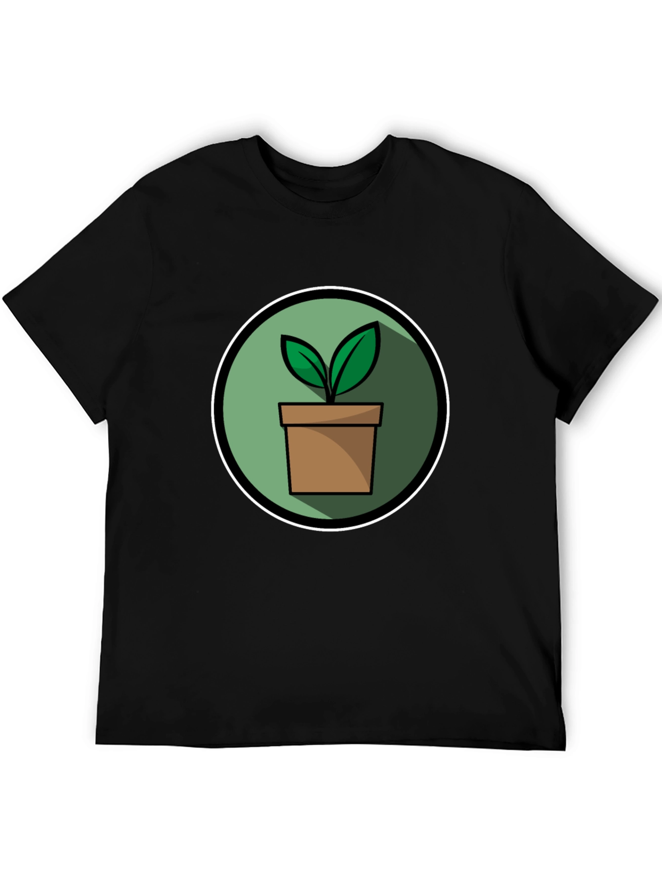 Black Plant Pot Graphic Tee - Black Cotton Blend T-Shirt view 5