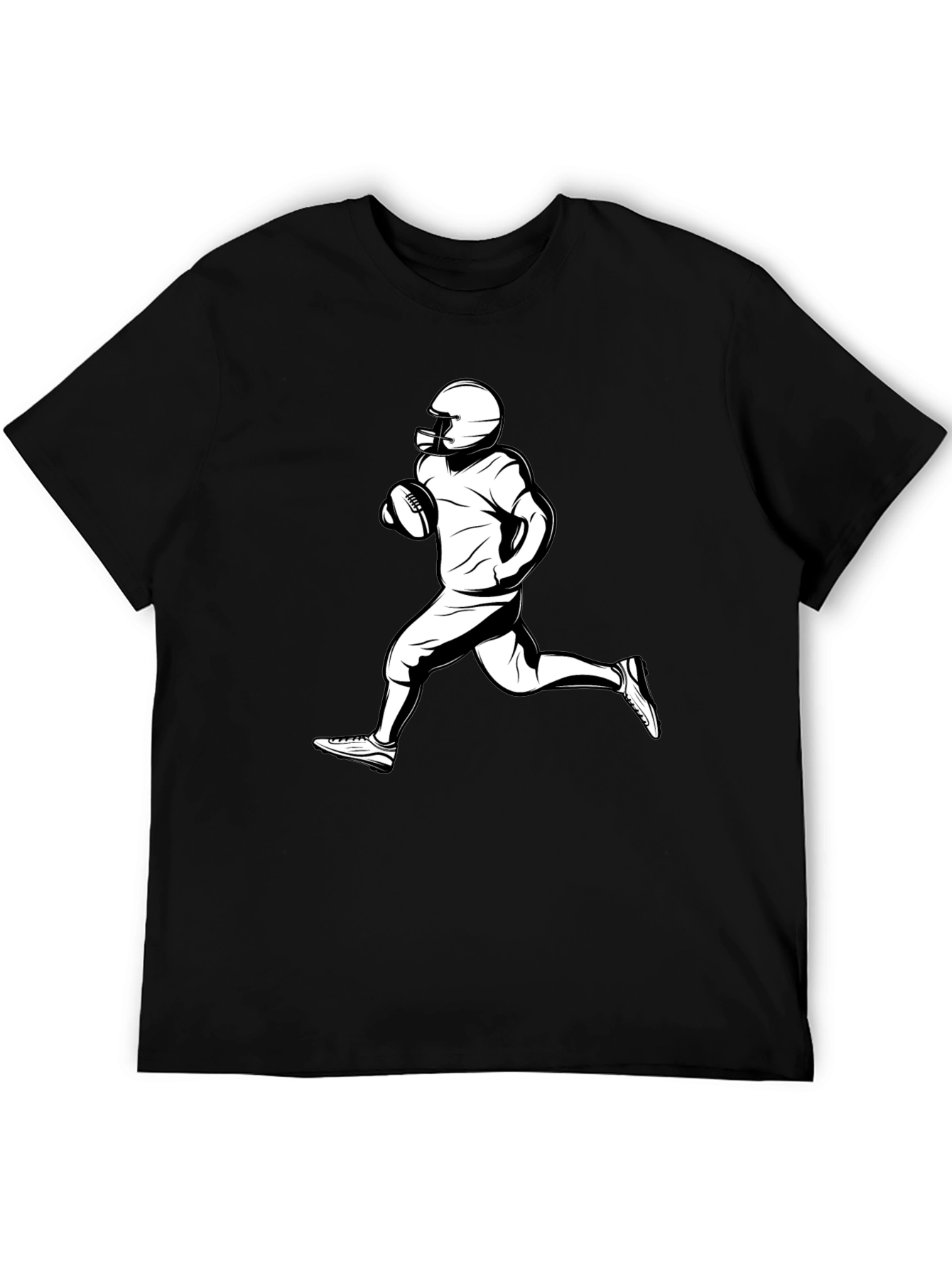 Black Football Player Graphic Tee - Black Cotton T-Shirt view 5