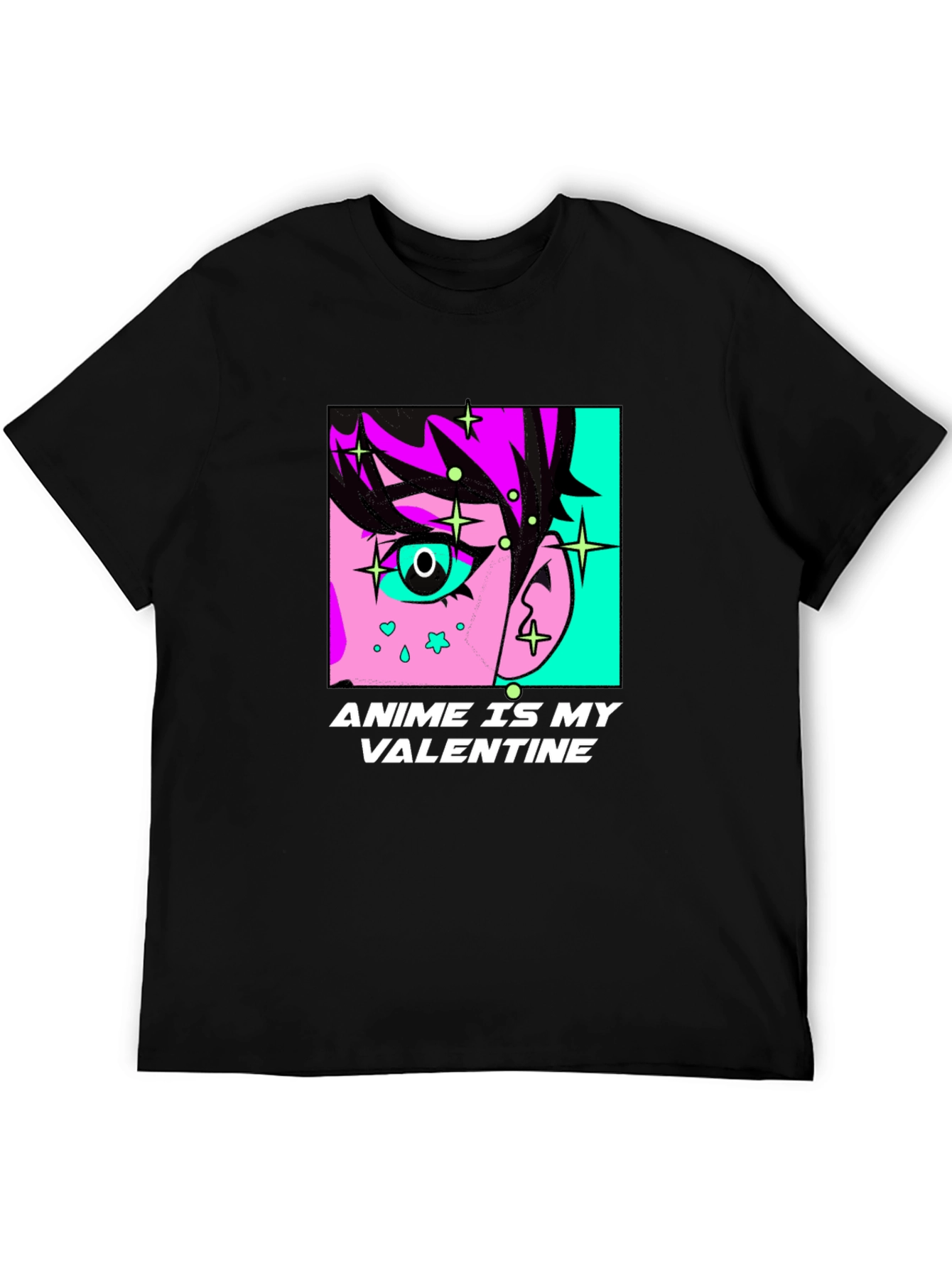 Black Anime Is My Valentine Graphic T-Shirt view 5