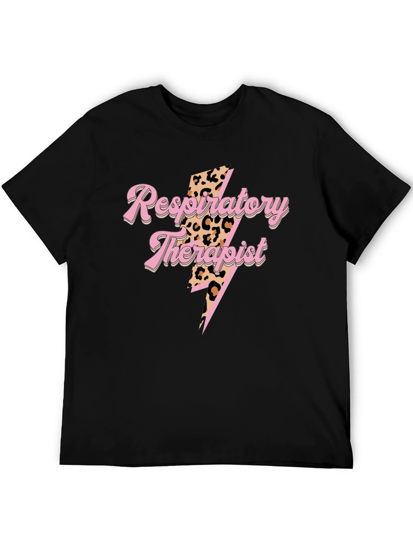 Black Respiratory Therapist T-Shirt Leopard Lightning view 5