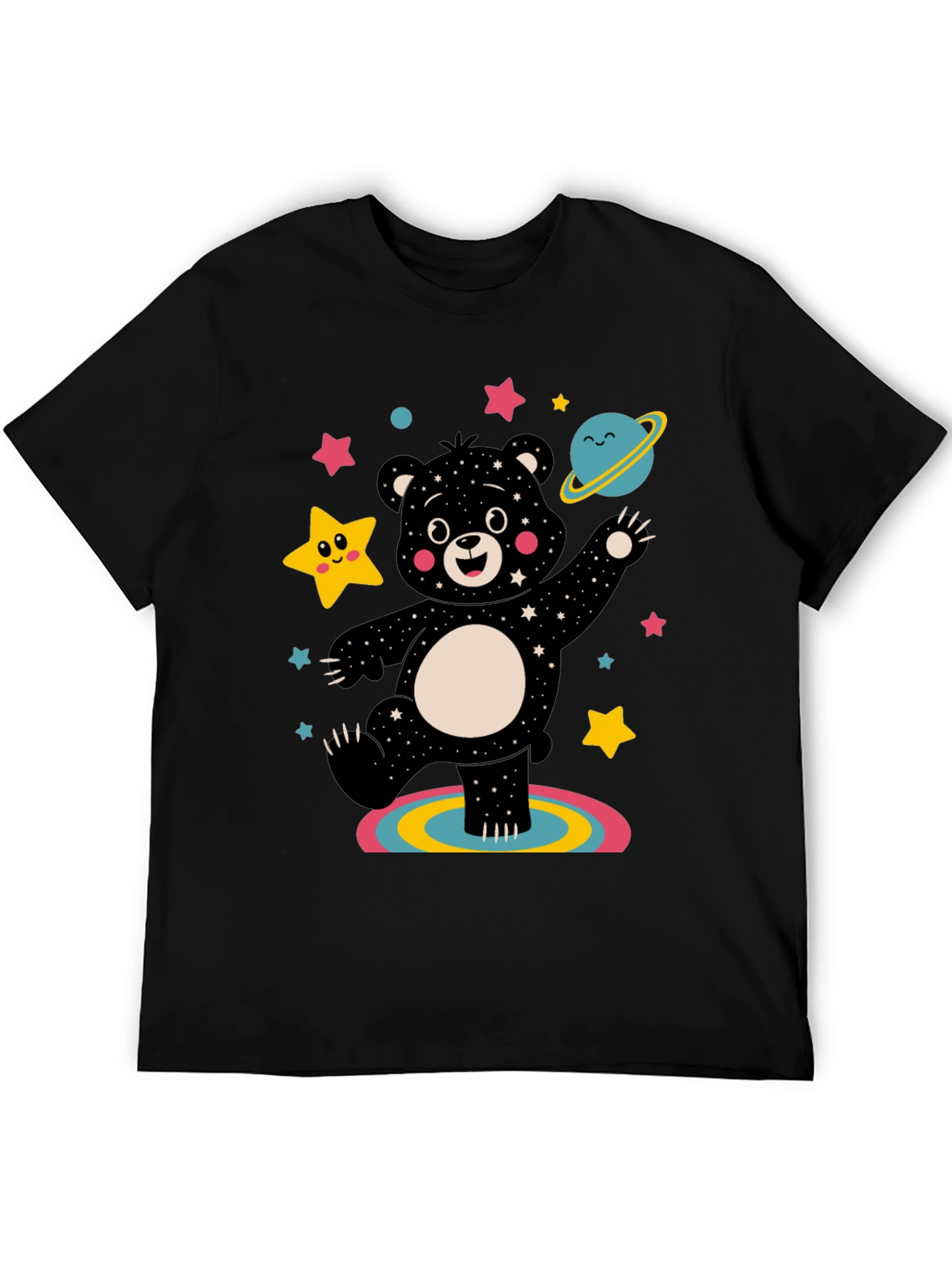 Black Cosmic Bear Graphic Tee - Black Unisex Shirt view 5
